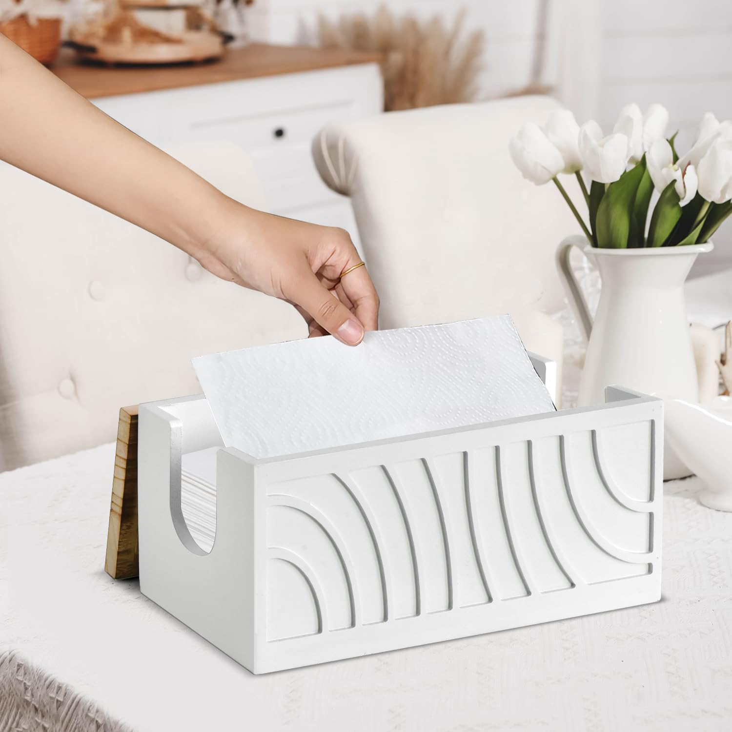 Wall Mount Paper Towel Dispenser - Wooden Trifold Hand Towel Holder with Lid for C-Fold & Z-Fold Towels | Commercial & Home Kitchen, Bathroom, Restaurant Use