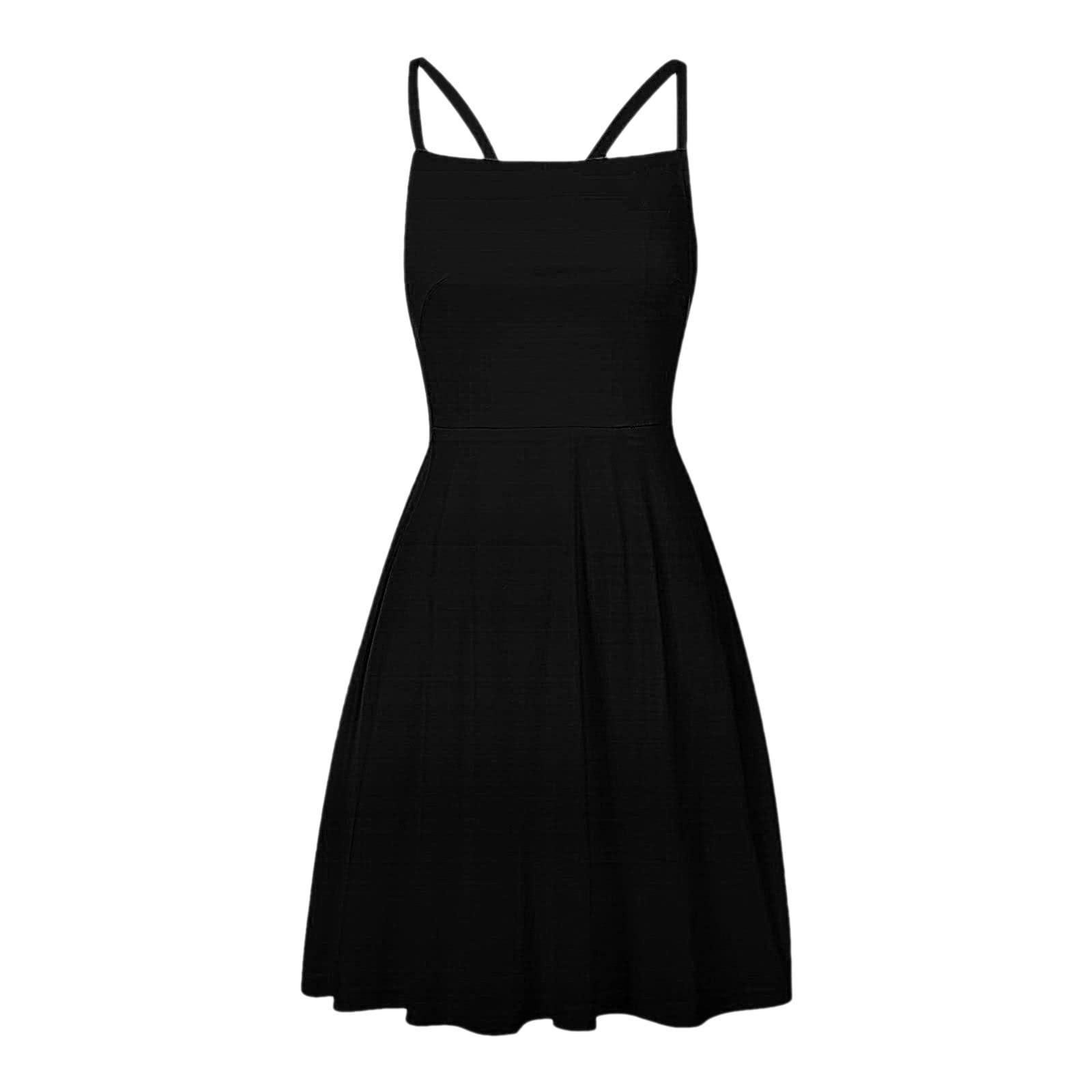 2022 Women's Casual Summer Dresses - Flutter Sleeveless Crew Neck Smocked Elastic Waist Sundress | Perfect for Beach Vacations, Picnics & Summer Outings