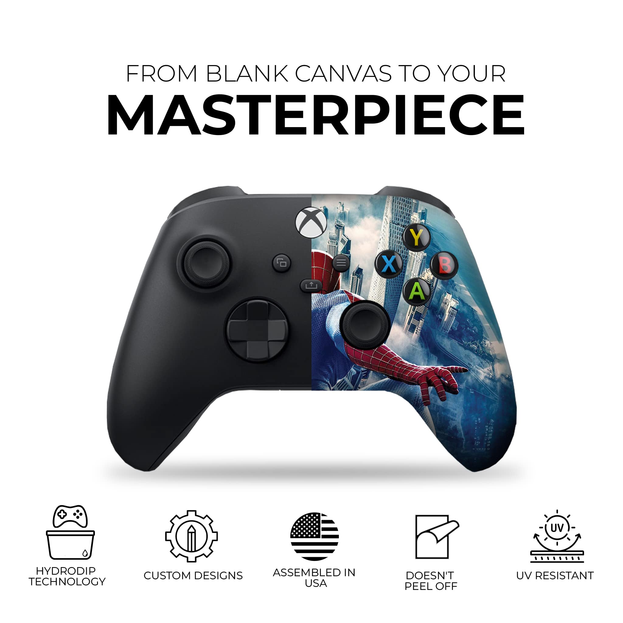 Wireless Spider-Man Skyline Custom Xbox Controller for Xbox One & Series X/S - Hydro-Dip Printed & Modded in USA (Not Just a Skin) - Perfect for Gaming, Collecting & Gift Giving