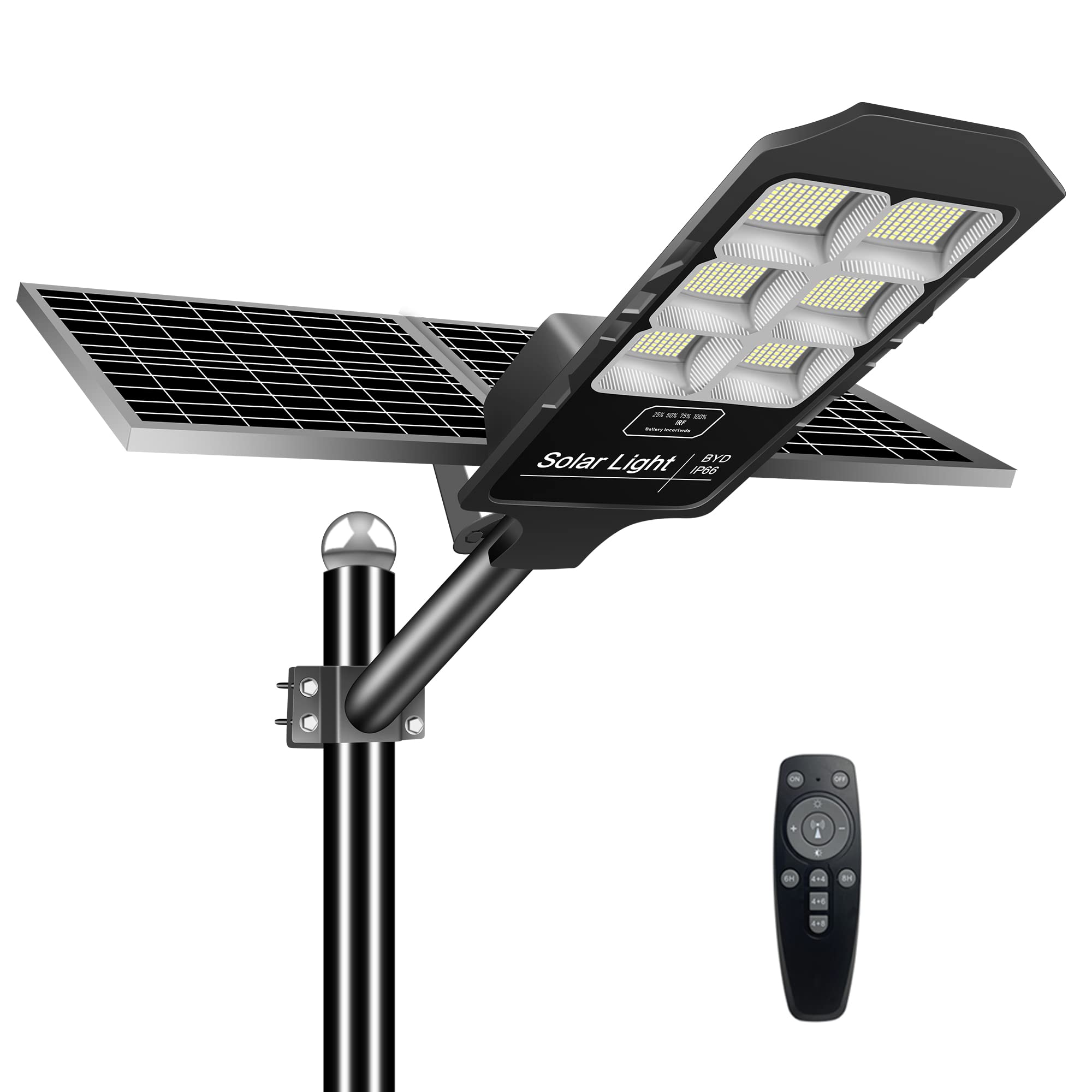 800W Solar Street Light Outdoor - 43000 Lumens LED Security Flood Light with Motion Sensor & Remote Control, Dusk to Dawn - Perfect for Parking Lots, Stadiums, Pathways, Yards, Roadways (Weatherproof & Energy Efficient)
