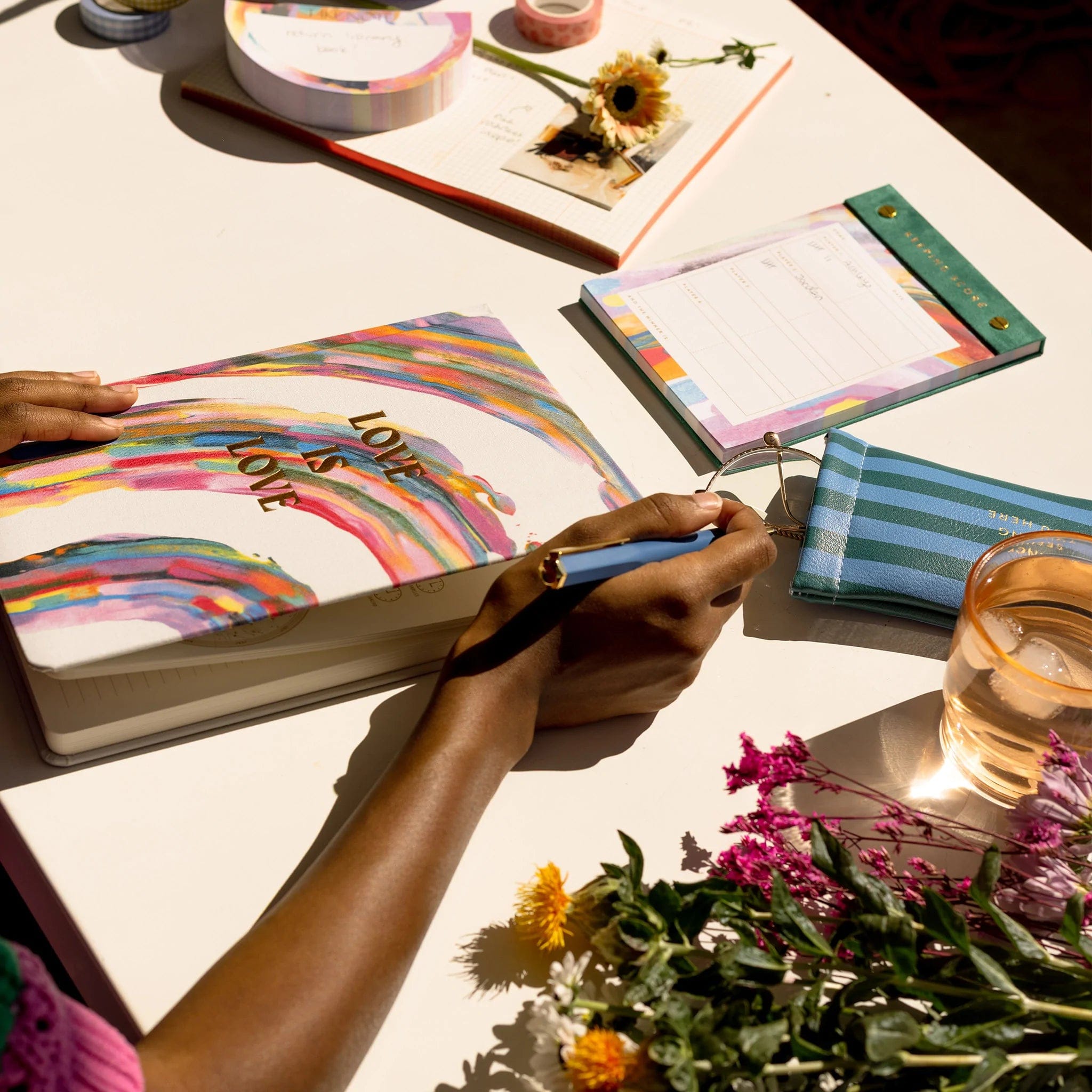 Love is Love Jumbo Cloth Journal - Large Fabric Notebook for Writing, Sketching & Scrapbooking - Perfect for LGBTQ+ Pride, Wedding Guest Books & Memory Keeping