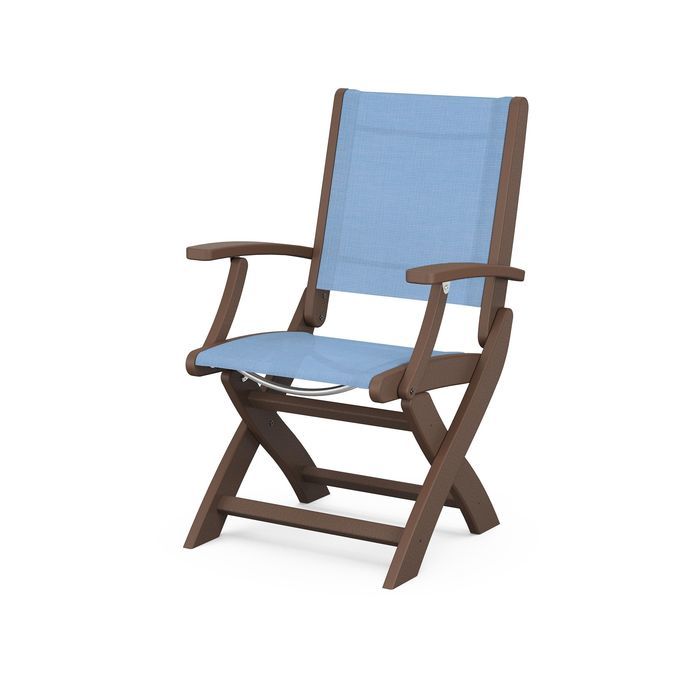 POLYWOOD Coastal Folding Chair - Durable Outdoor Furniture for Patio, Beach & Poolside - Weather-Resistant Adirondack Style Chair with Cup Holder