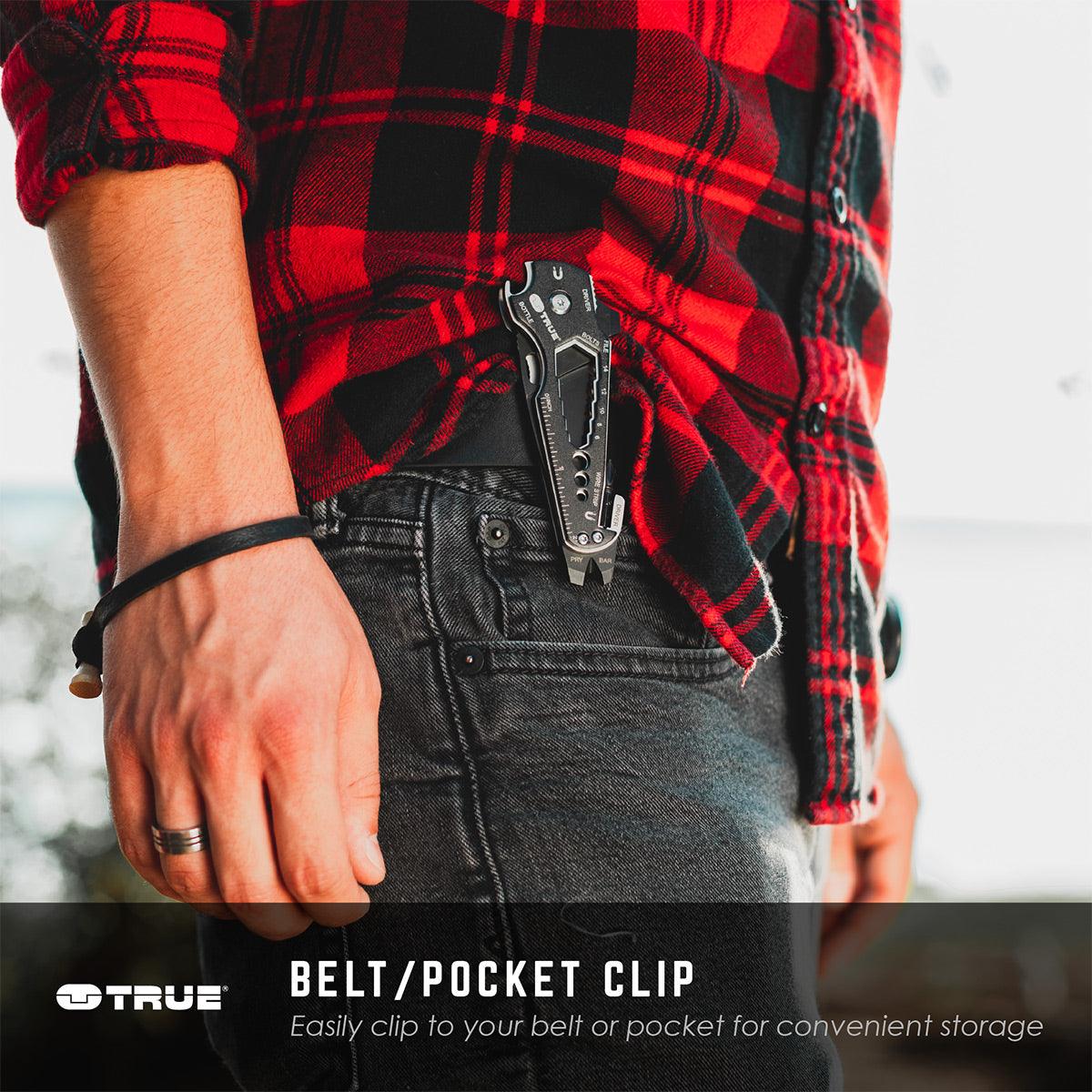 True Utility SmartKnife+ - Multi-Tool Pocket Knife with 14 Functions, Stainless Steel Blade, Bottle Opener & Keychain - Perfect for Camping, Hiking, Survival & Everyday Carry (EDC)