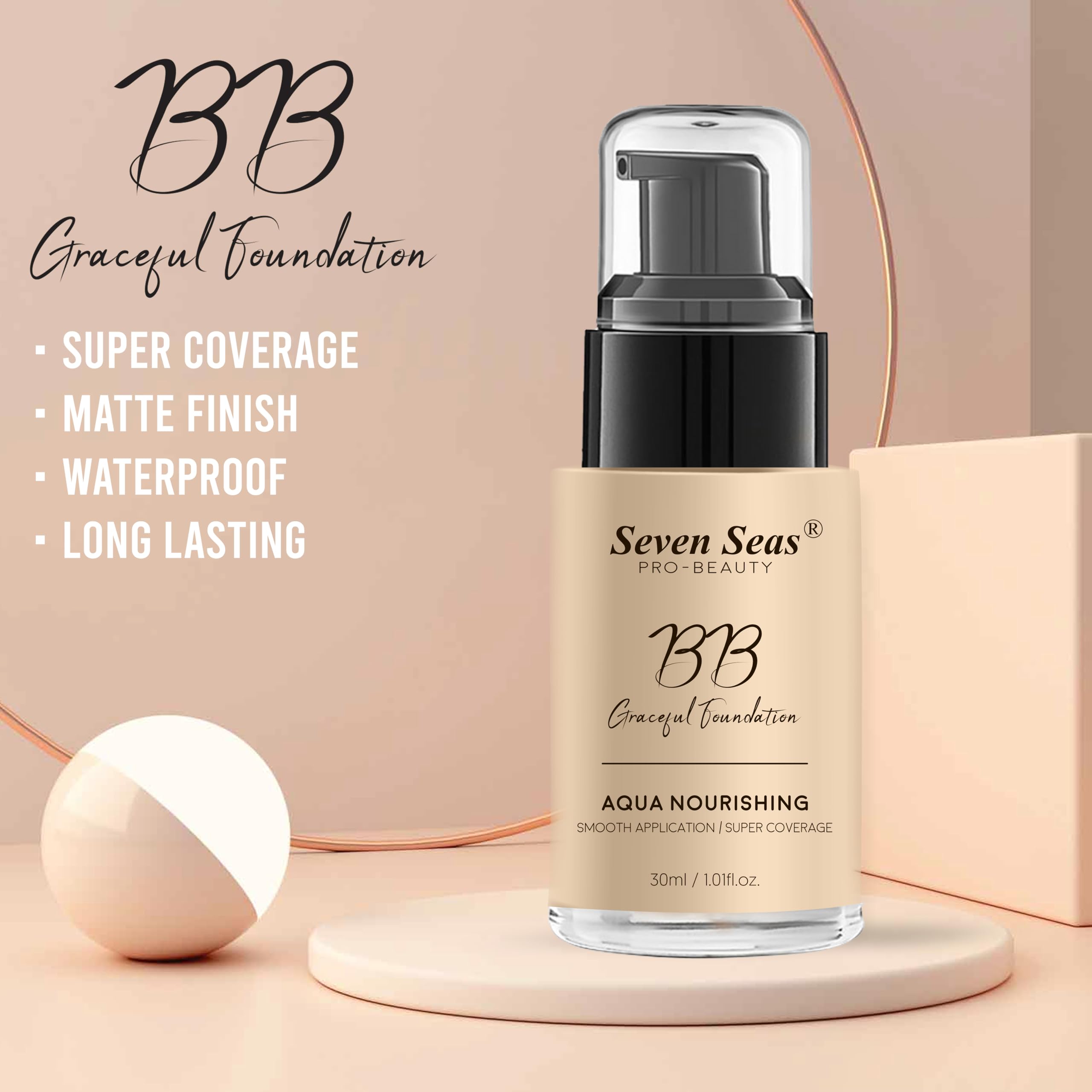 Seven Seas BB Gracefull Foundation - Aqua Nourishing Face Makeup with Smooth Application & Full Coverage for Women (2-Pack, 30ML) | Perfect for Daily Wear, Special Occasions & Photo Shoots