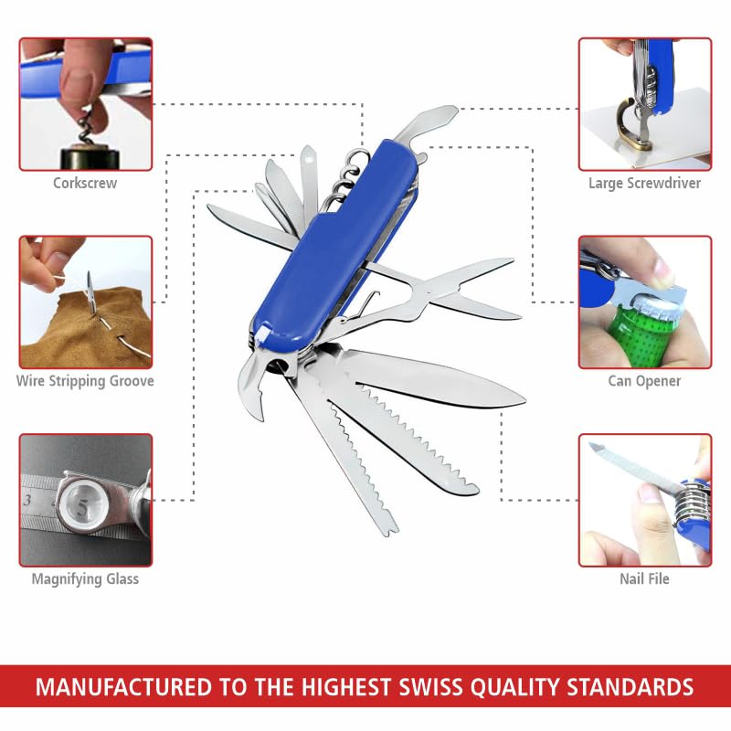 Swiss Eagle Premium Multi-Tool Pocket Knife for Men - 30-in-1 Stainless Steel Survival Tool with Pliers, Screwdrivers & More - Perfect for Camping, Hiking, Outdoor Adventures & Everyday Carry (EDC)