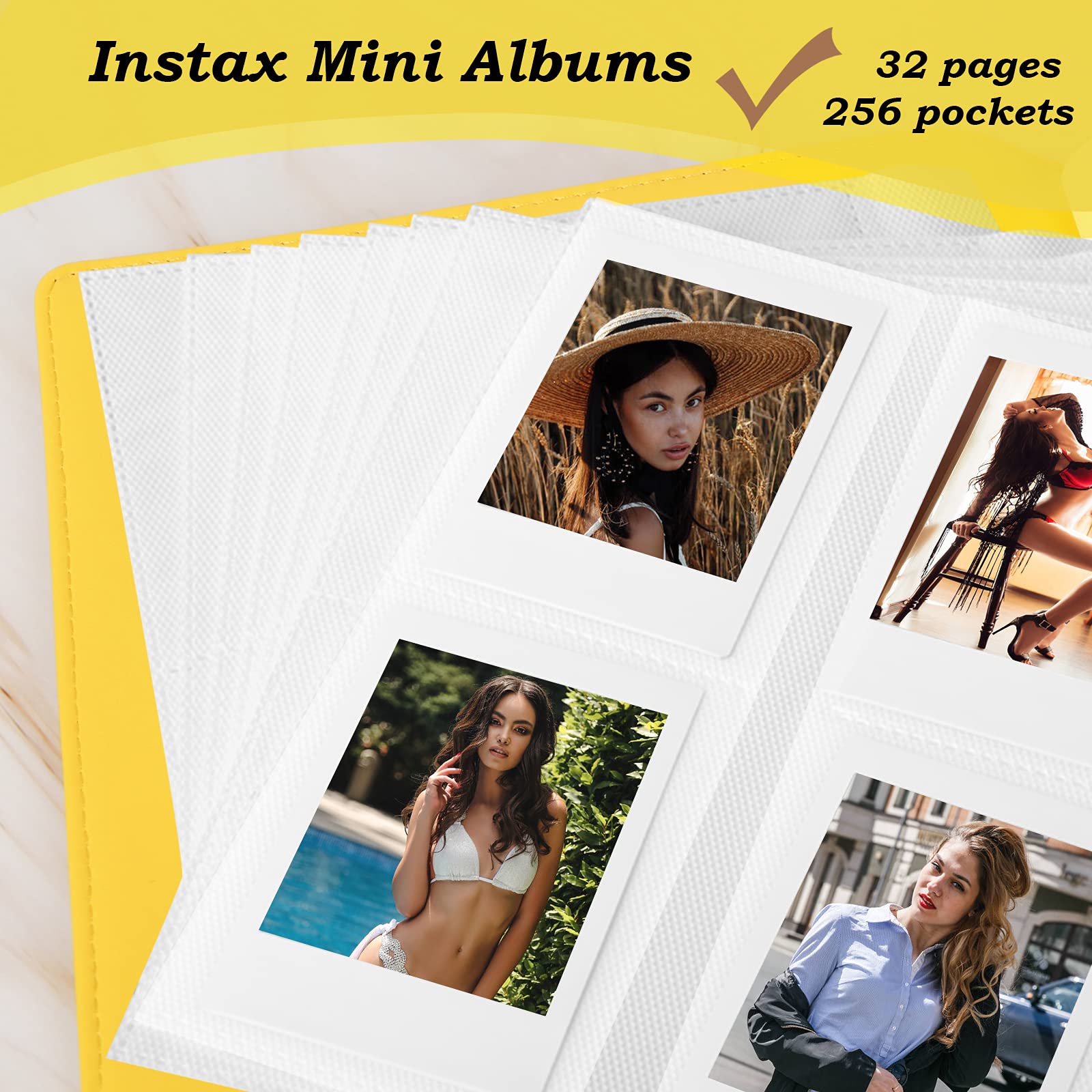 256 Pockets Mini 2x3 Inch Photo Album for Fujifilm Instax Mini, Polaroid Snap, Z2300 & Instant Printers - Perfect for Travel, Parties, Scrapbooking & Memory Keeping (Yellow)
