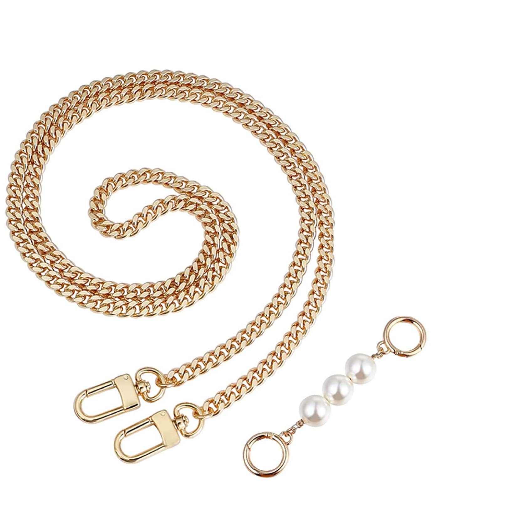 Pearl Purse Chains with Round Metal Buckle - Shiny Gold Replacement Bag Straps for Women's Crossbody & Shoulder Handbags | Detachable Fashion Accessory for Parties, Weddings & Everyday Use