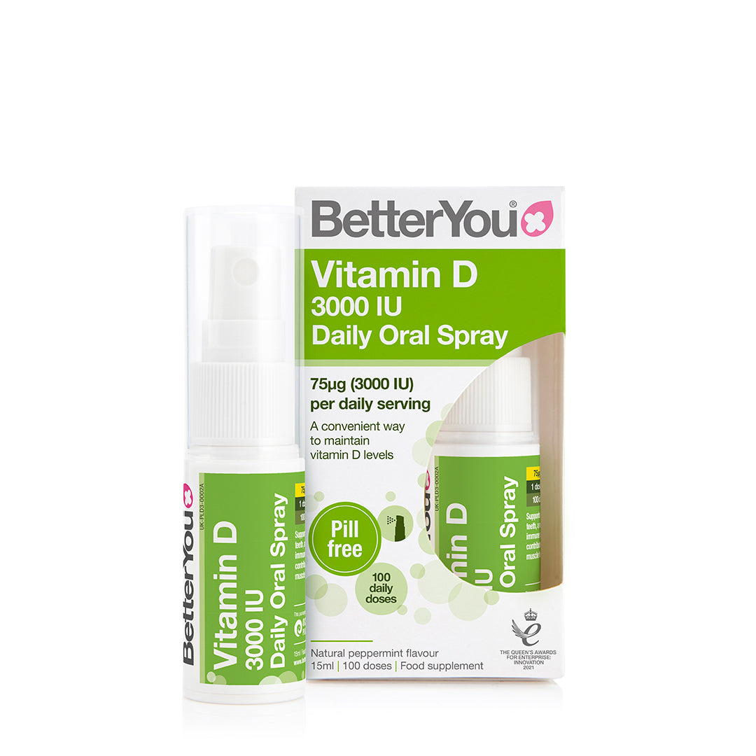 BetterYou DLux 3000iu Vitamin D3 Oral Spray - 15ml Liquid Supplement for Immune Support & Bone Health - Easy to Use Vitamin D Spray for Adults & Kids - Perfect for Home, Office & Travel