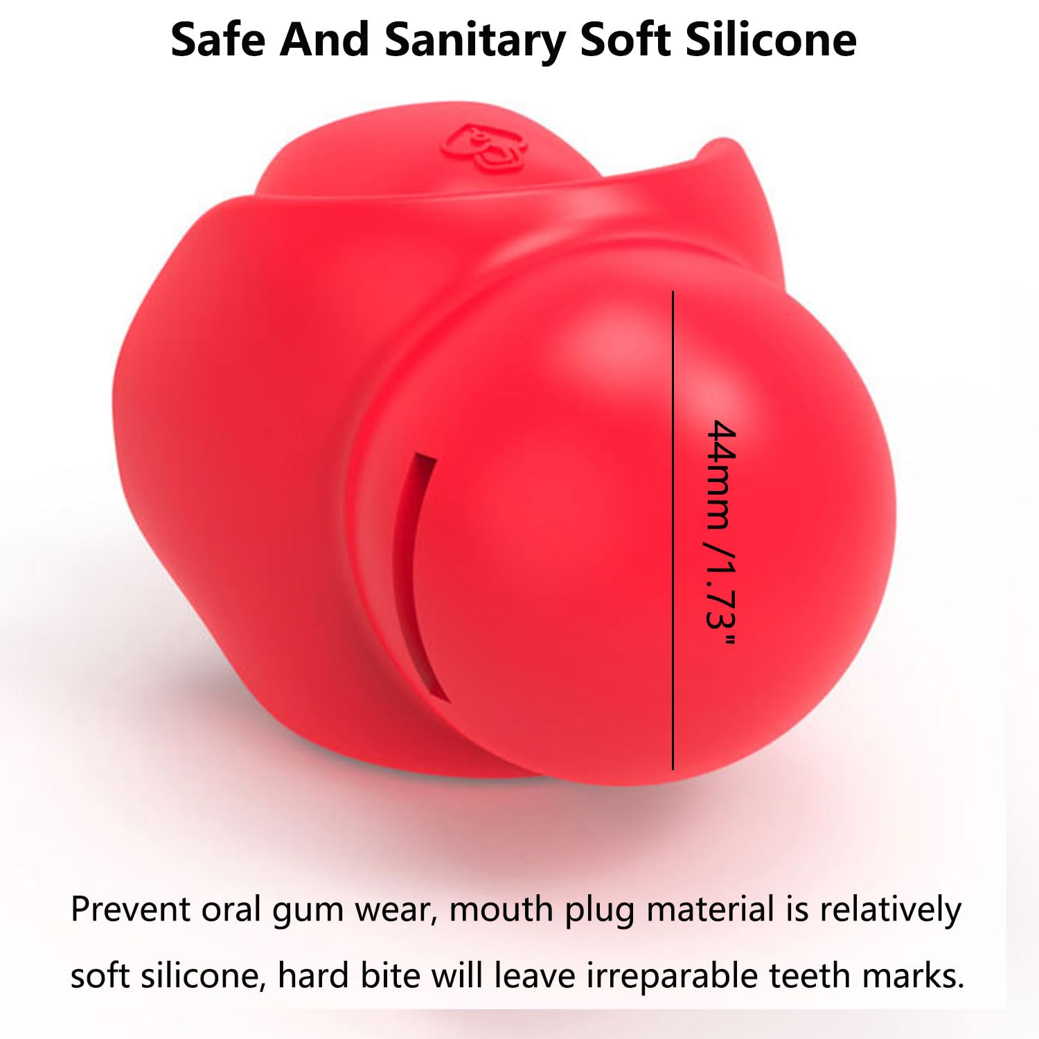 FREDORCH Adjustable Silicone Ball Gag with Fixed Tongue & Strap - Adult Bondage Toy for BDSM Role Play (Red) - Perfect for Couples Play, Dominance Scenes & Sensory Exploration