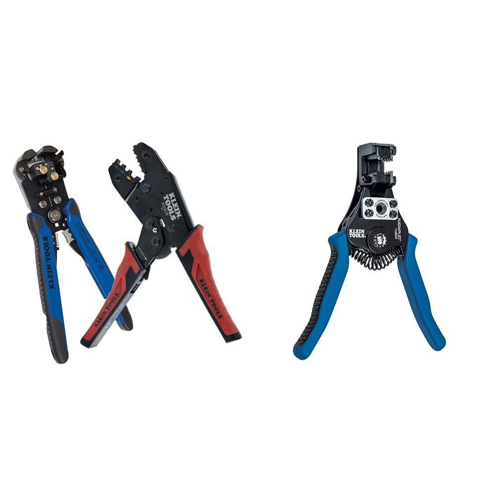 Klein Tools 80013 Professional Electrical Wiring Tool Kit - Automatic Wire Stripper & Ratcheting Crimper | 2-Piece Set with 11063W Wire Cutter/Stripper | Perfect for Electricians & DIY Home Wiring Projects