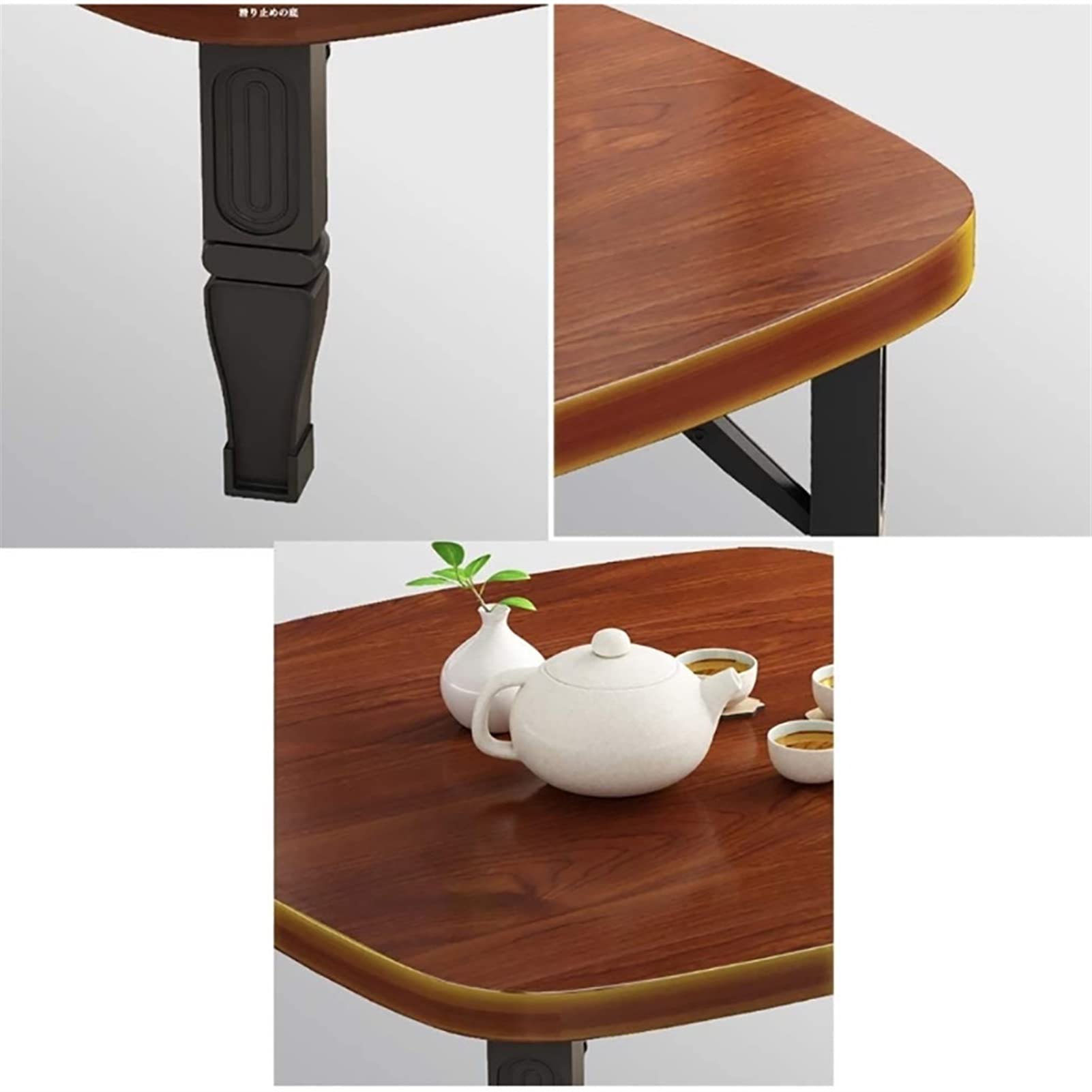 Japanese-Style Folding Low Table - 70cm Square Study Desk & Dining Table for Small Spaces - Tatami Bedroom, Bay Window, or Living Room - 7 Color Options (H35CM) - Perfect for Meditation, Tea Ceremony & Compact Living