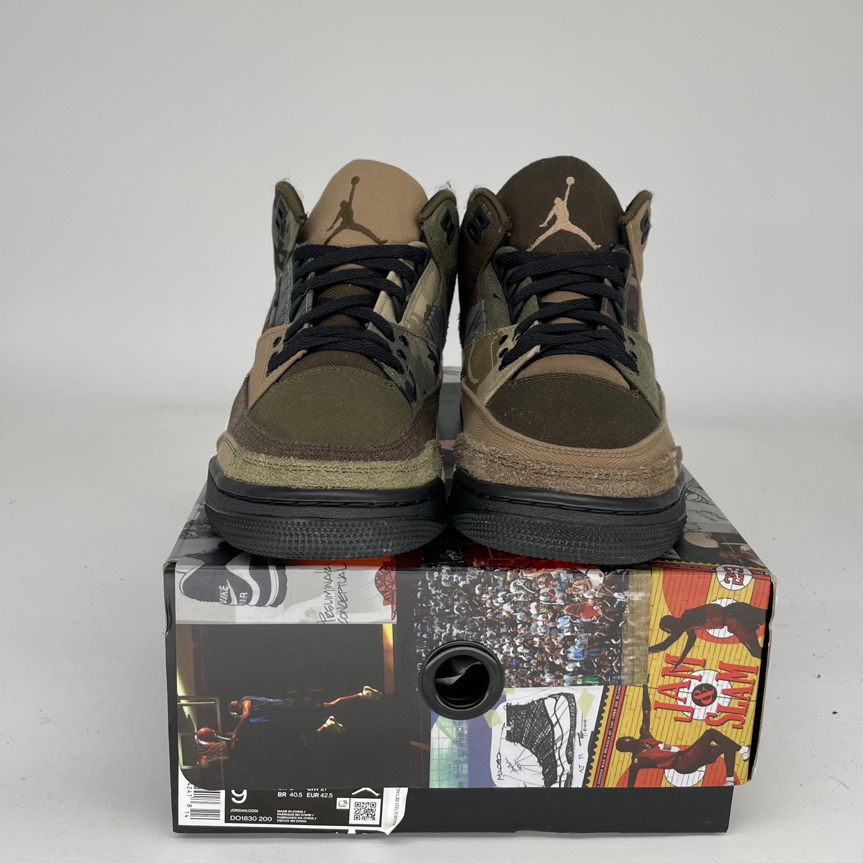Air Jordan 3 Patchwork Camo Sneakers - Men's Size 9 (DO1830-200) | Retro Basketball Shoes for Streetwear & Casual Outfits