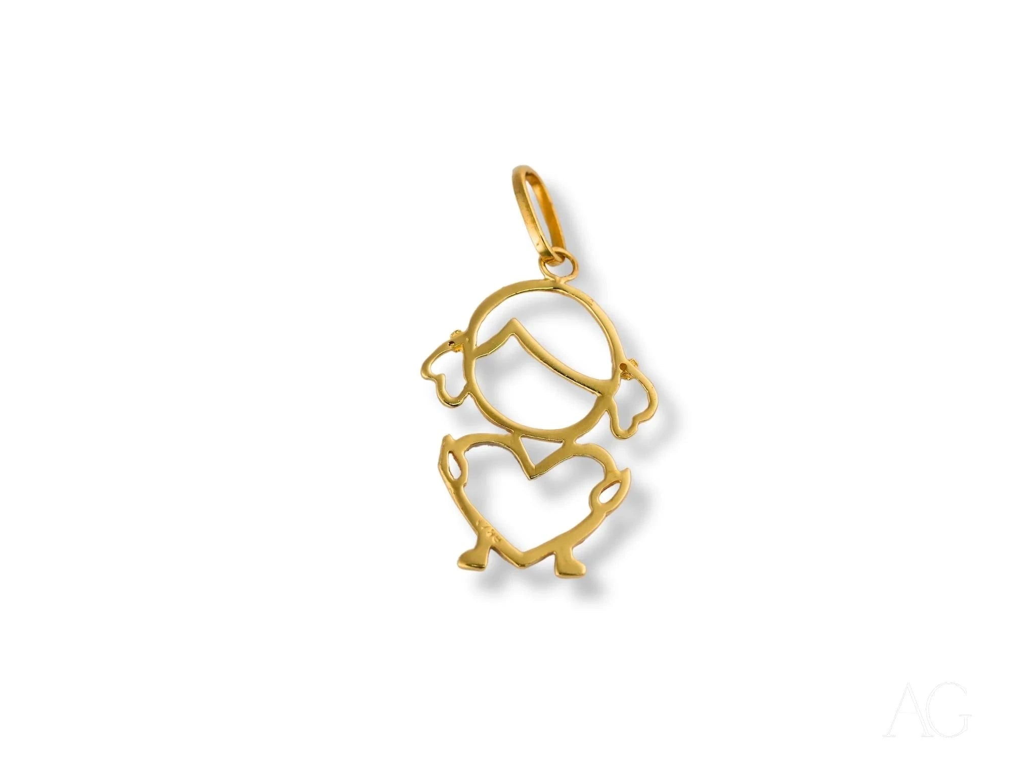 18k Gold Heart Doll Pendant Necklace - Elegant Jewelry Gift for Women - Perfect for Valentine's Day, Anniversary & Special Occasions