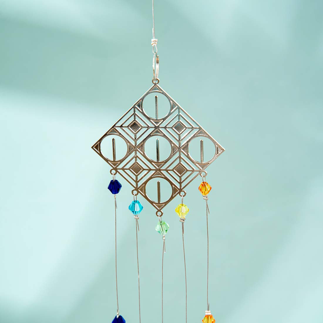 Rhombus Chakra Crystal Ball Suncatcher - Rainbow Maker Window Hanging Pendant for Meditation, Wedding Decor, Home & Garden Ornament - Perfect for Yoga Rooms, Spiritual Healing Spaces and Bohemian Interior Design