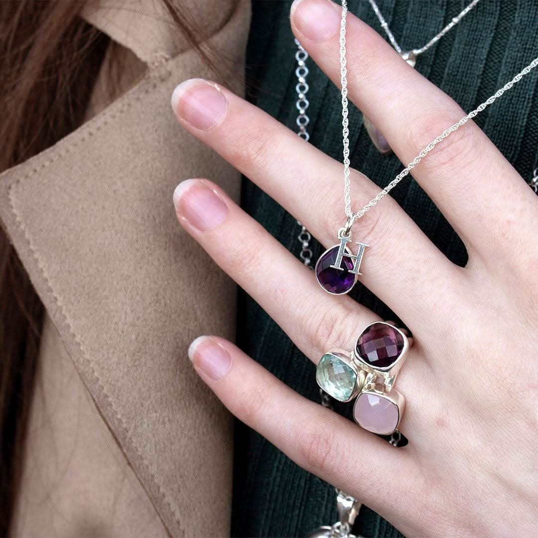 Silver Amethyst Charm Necklace - February Birthstone Jewelry for Women | Perfect Gift for Valentine's Day, Birthday & Anniversary