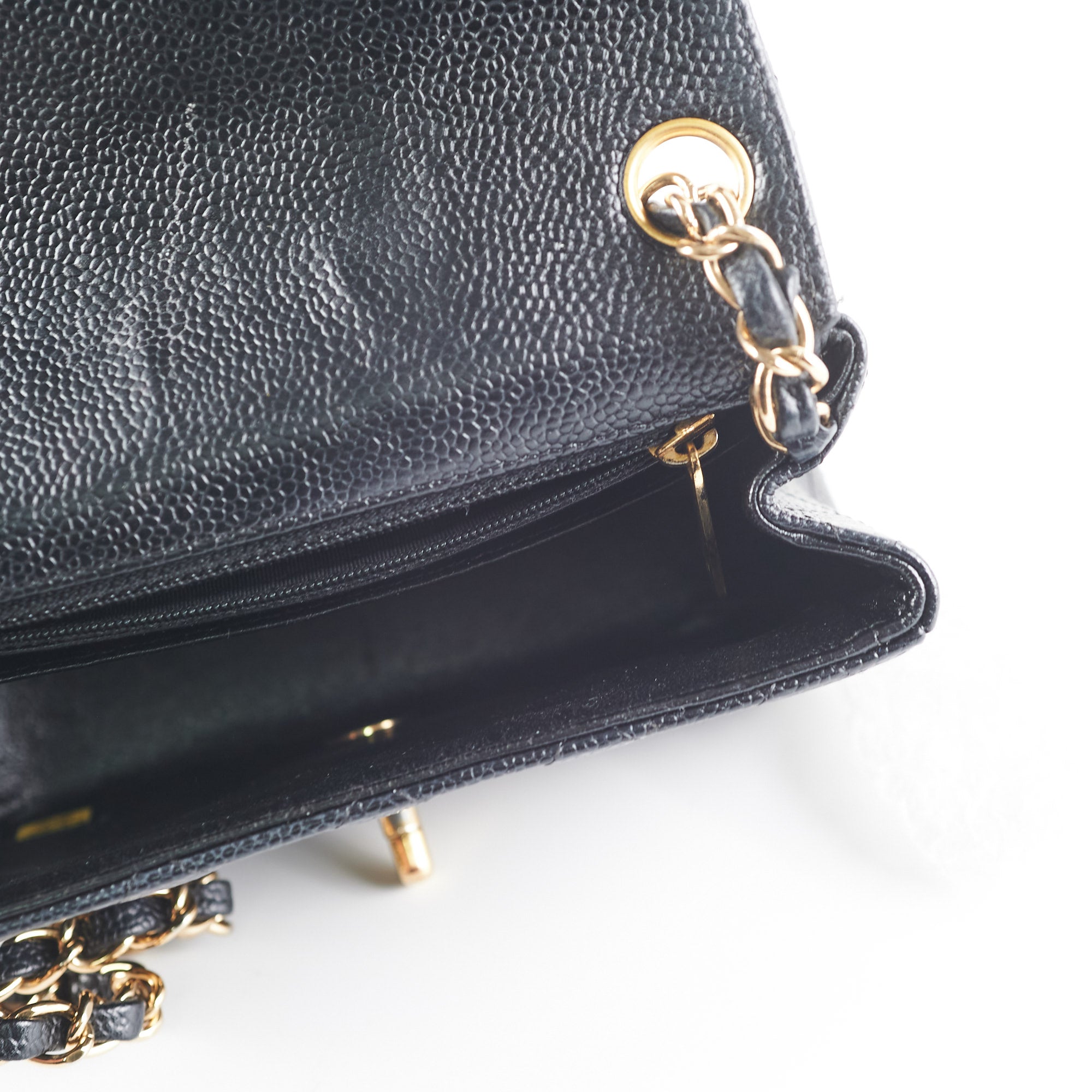 Chanel Caviar Mini Square 24k Gold Black Leather Crossbody Bag - Perfect for Evening Parties & Luxury Fashion Accessories