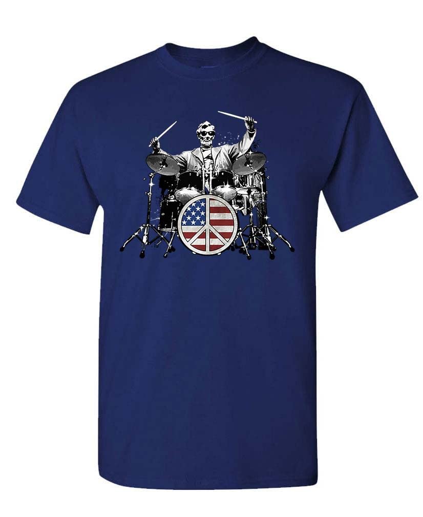 ABE Lincoln Drums Rock 101 American Flag Unisex T-Shirt - Patriotic Music Lover Tee for Concerts, Festivals & Casual Wear