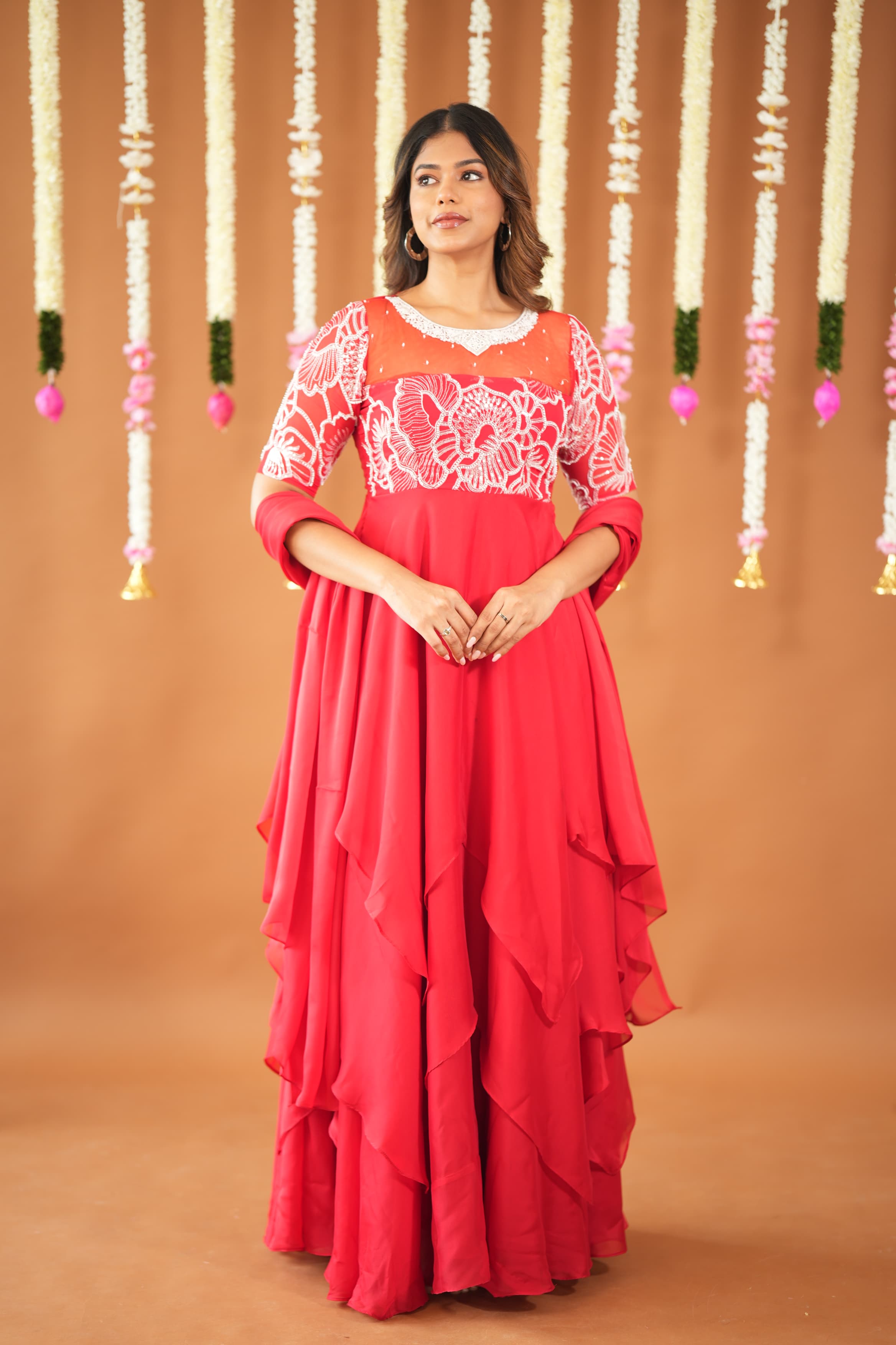 DD612 Nithya Premium Designer Anarkali Kurti for Women - Elegant Ethnic Embroidered Long Tunic Top for Parties, Weddings & Festive Occasions