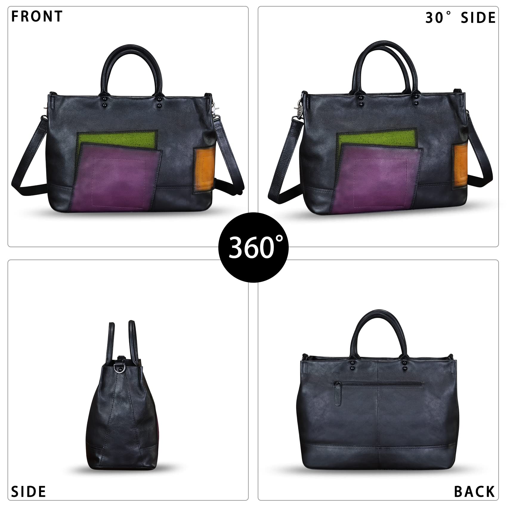 Genuine Leather Satchel for Women - Handmade Leather Work Tote Bag with Top Handle & Crossbody Strap - Stylish Handbag Purse for Office, Travel & Everyday Use