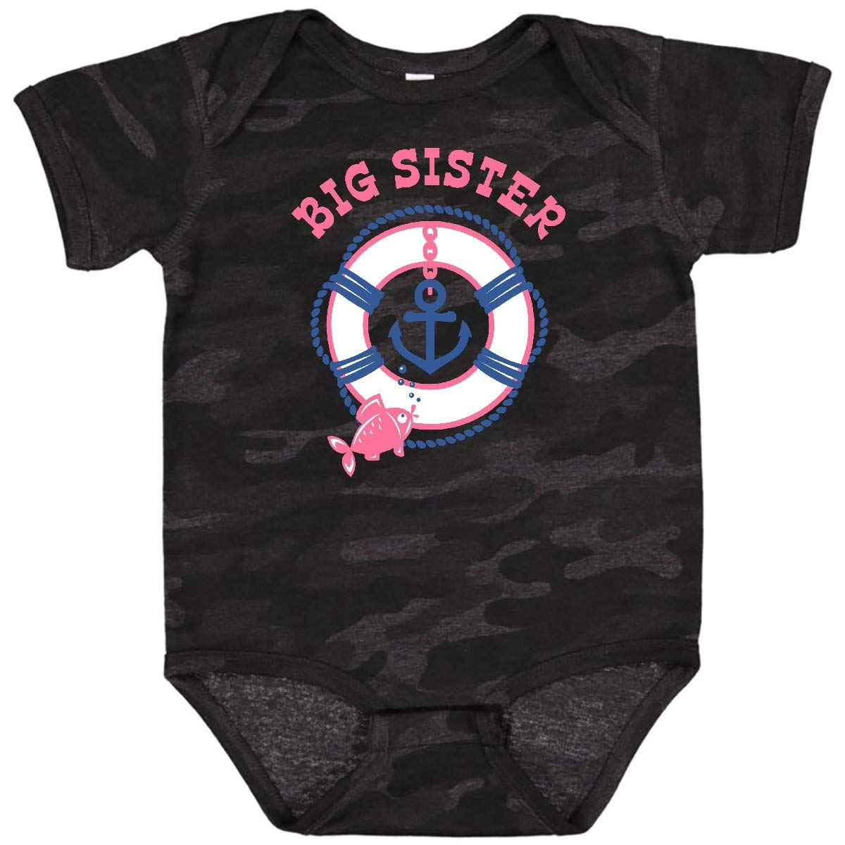 Inktastic Nautical Big Sister Baby Bodysuit - Cute Matching Outfit for Siblings, Newborn & Toddler - Perfect for Family Photos, Beach Trips & Special Occasions