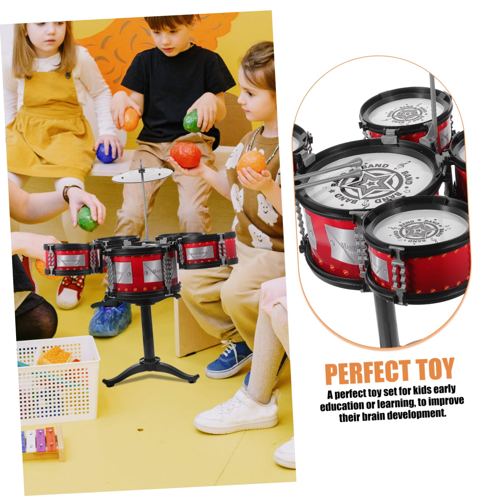 QUMIIRITY Kids Drum Set - Early Learning Musical Toy for Toddlers & Children, Percussion Instruments for Baby & Preschoolers - Perfect for Home Play, Classroom Activities & Birthday Gifts
