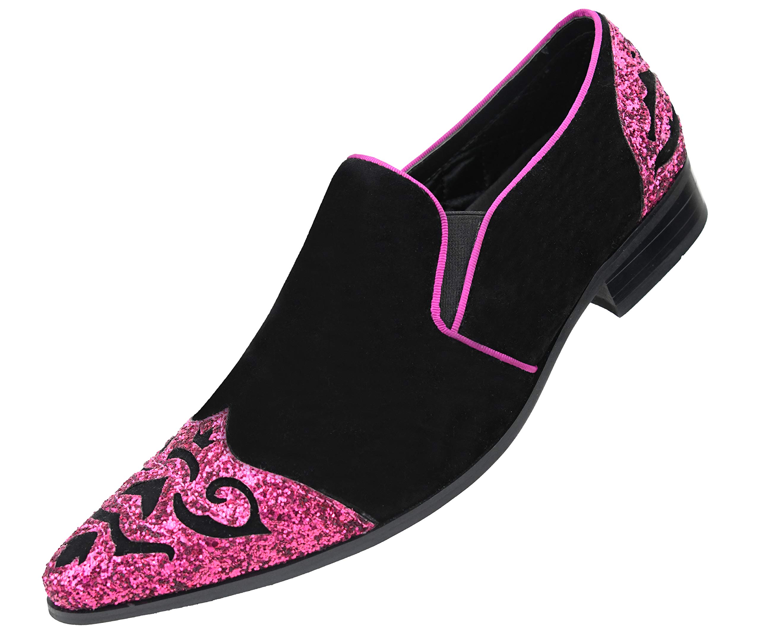 Amali Bannon Men's Slip-On Dress Shoes - Velvet Smoking Slippers for Tuxedo & Casual Wear - Sparkle Exotic Design - Perfect for Weddings, Parties & Formal Events