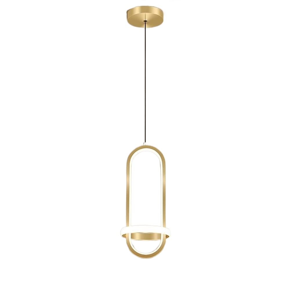 Brushed Gold Modern Chandelier - Vintage Style Single Light Pendant Lamp for Kitchen Island, Living Room, Dining Room, Bedroom & Office | Elegant Indoor Lighting for Home, Hotel & Commercial Spaces