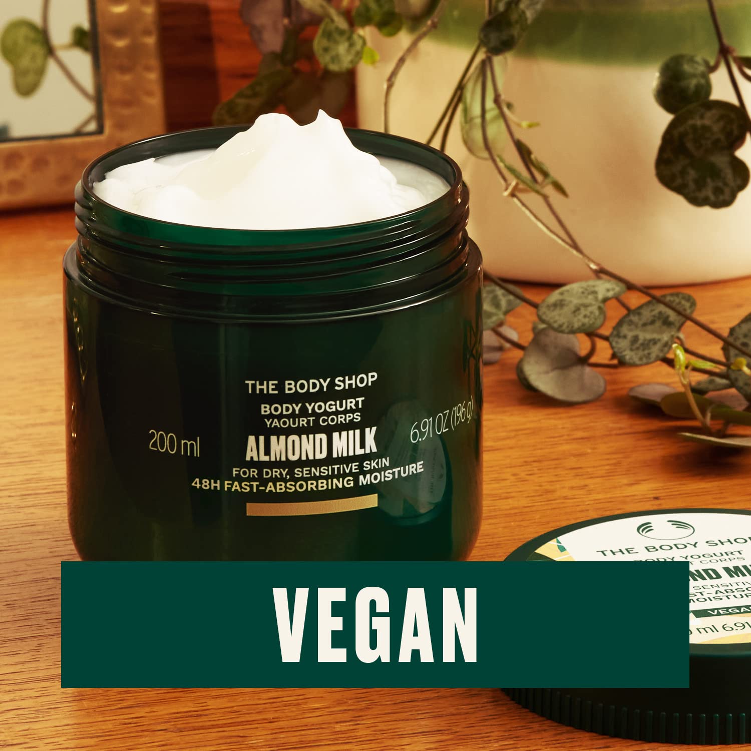 The Body Shop Almond Milk Body Yogurt – Instantly Absorbing Hydration for Sensitive Skin – Vegan & Cruelty-Free Moisturizer – 6.91 oz – Perfect for Daily Use & Post-Shower Hydration