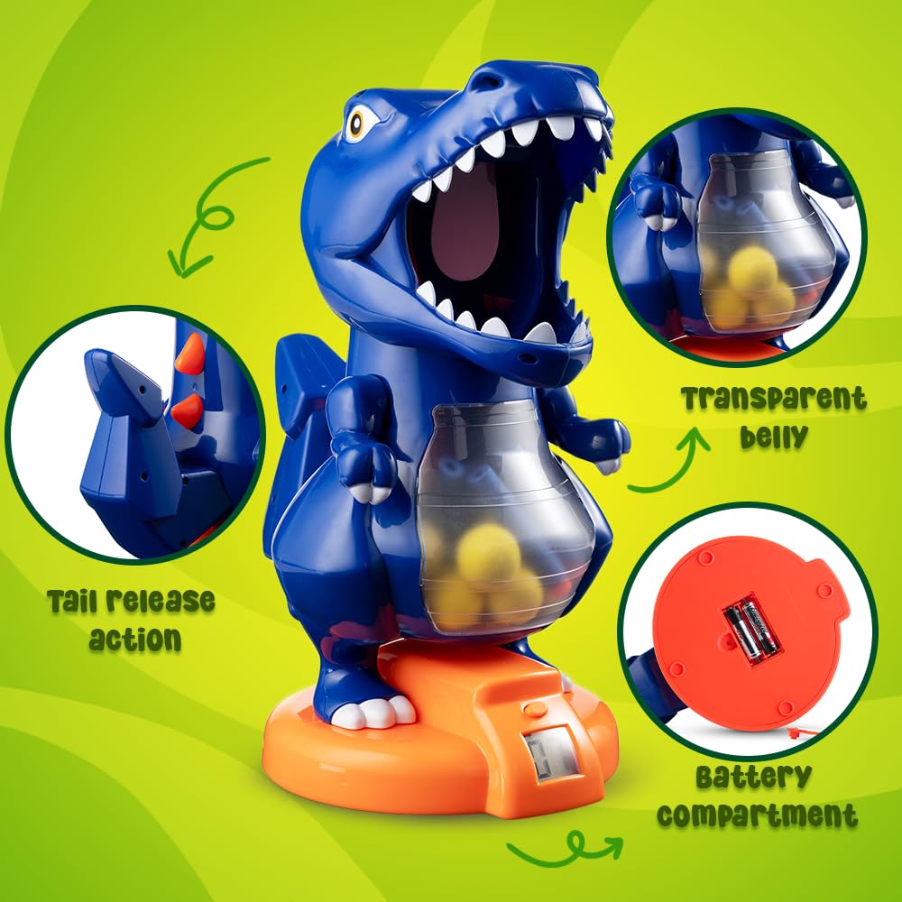 Dinosaur Shooting Game Toy Set for Kids Ages 5-8 - Ball Blaster & Dart Blaster with 20 Balls & 20 Darts - Fun Interactive Dinosaur Battle Game for Boys & Girls - Perfect for Birthday Gifts, Indoor Play & Outdoor Backyard Activities
