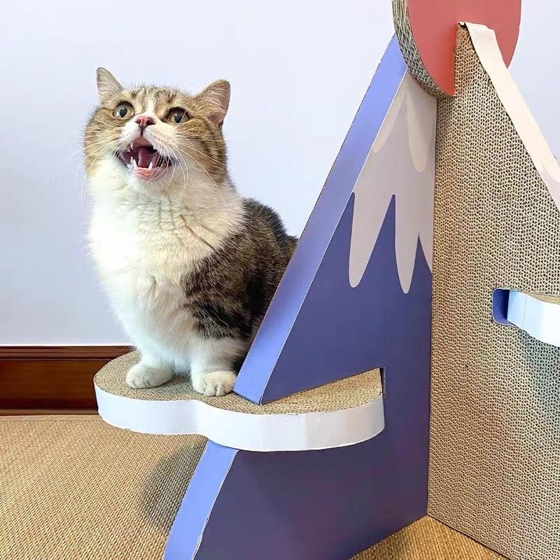 Premium Cat Scratcher Post Board - Fuji Mountain Shaped Scratching Lounge & Bed for Cats - Durable Sisal Pad Protects Furniture - Perfect for Indoor Play & Relaxation