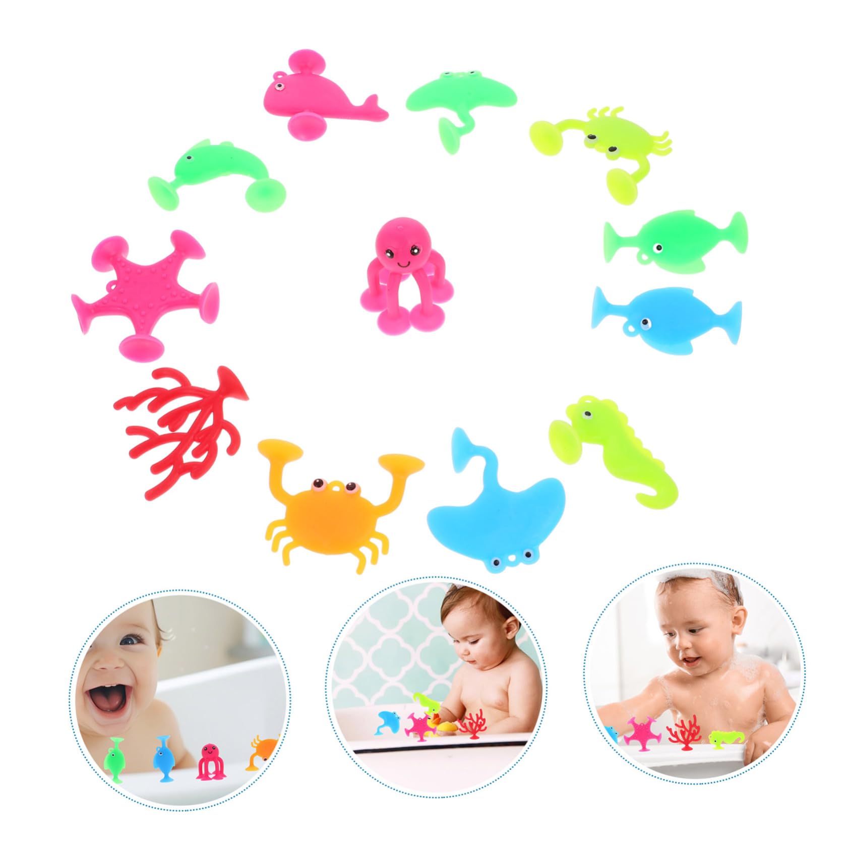 VICASKY 18pcs Suction Cup Bath Toys for Kids - Fun Bathtub Water Play Set, Floating & Sticking Bathroom Toys for Toddlers - Perfect for Bathtime Fun, Sensory Play & Early Learning