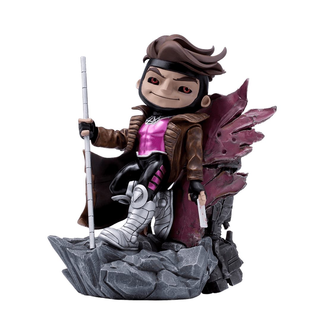 Iron Studios X-Men Gambit MiniCo Figure - Collectible Marvel Superhero Statue for Display & Home Decor