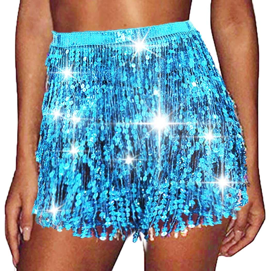 Boho Sequin Fringe Skirt with Tassels - Belly Dance Skirt & Hip Scarf for Women - Perfect for Rave Parties, Festivals, and Dance Performances