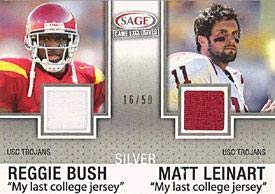 Reggie Bush & Matt Leinart Sage Authentic College Jersey Trading Card - Unsigned NCAA Football Collectible for Sports Memorabilia Fans - Perfect for Display, Trading, and Gifting