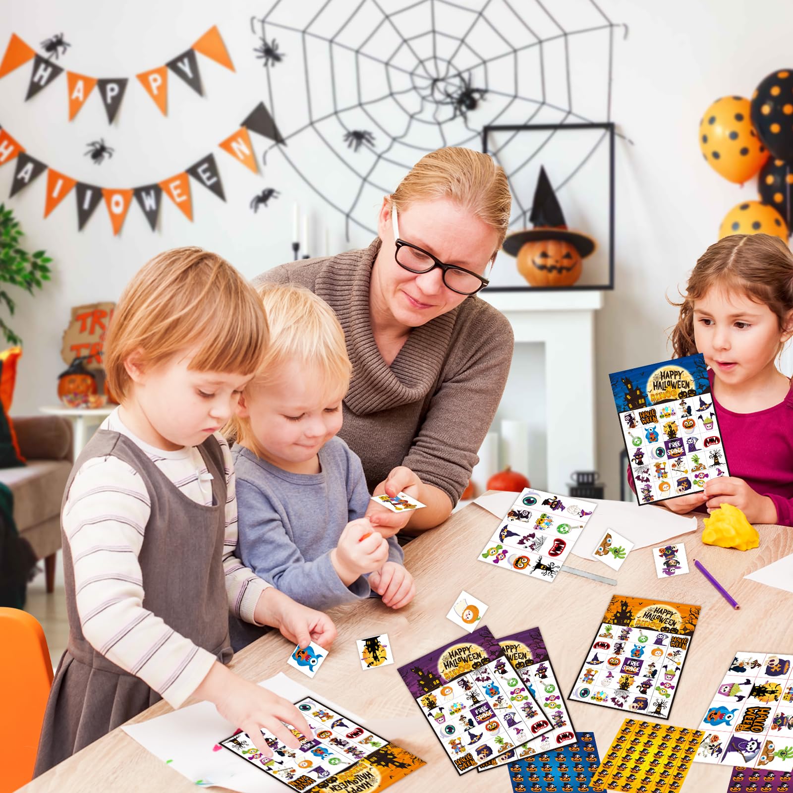 Halloween Bingo Game Set for Kids & Adults - 39 Sheets Halloween Bingo Cards, Classroom Party Games, Halloween Activities for School Parties & Family Gatherings - Perfect for Classroom Crafts, Halloween Events & Holiday Fun