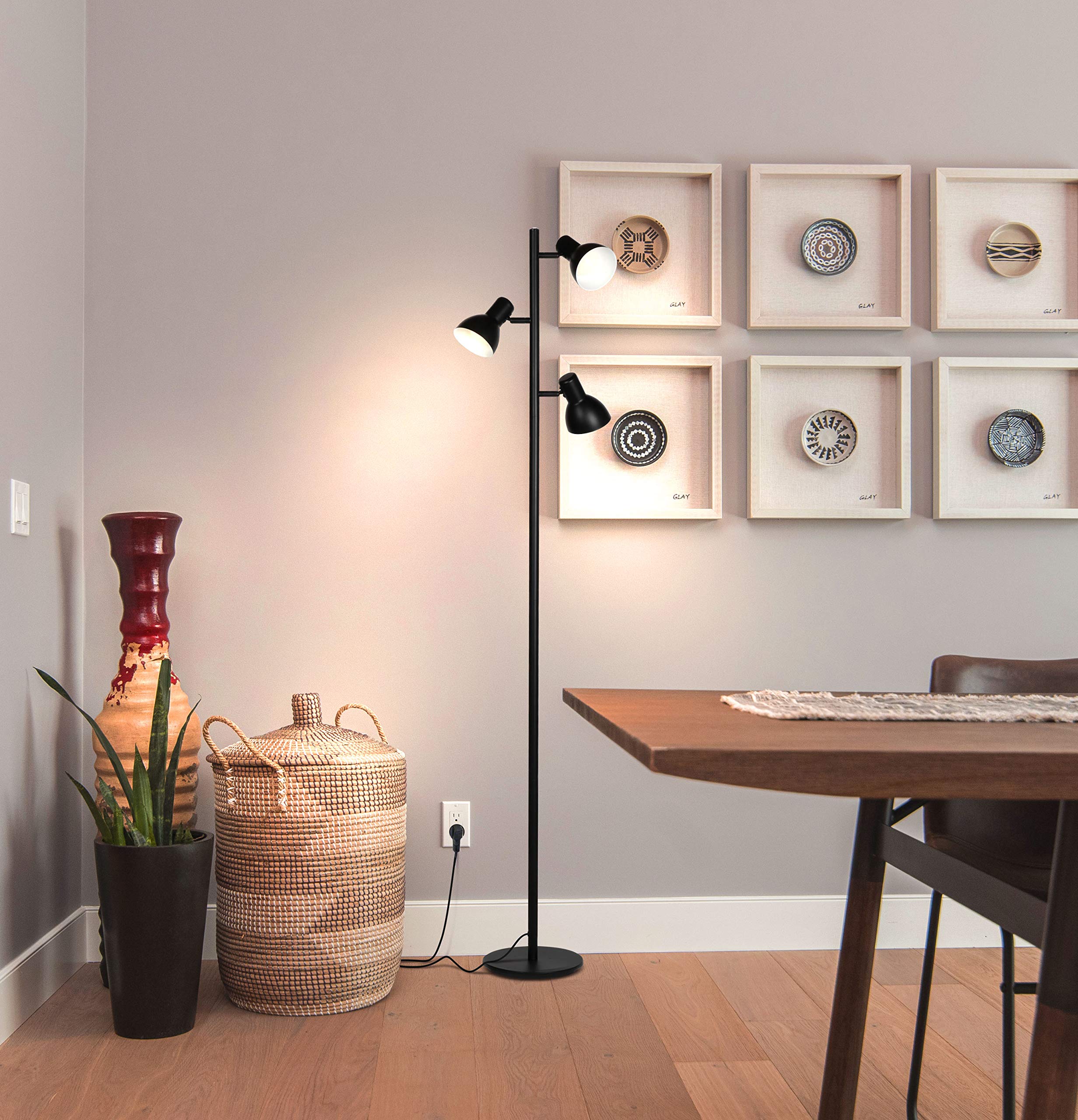 Brightech Ethan Dimmable LED Floor Lamp - Modern Standing Lamp for Bedroom Reading & Living Room Décor, Tall Tree Office Lamp in Black | Perfect for Cozy Nights & Workspace Lighting