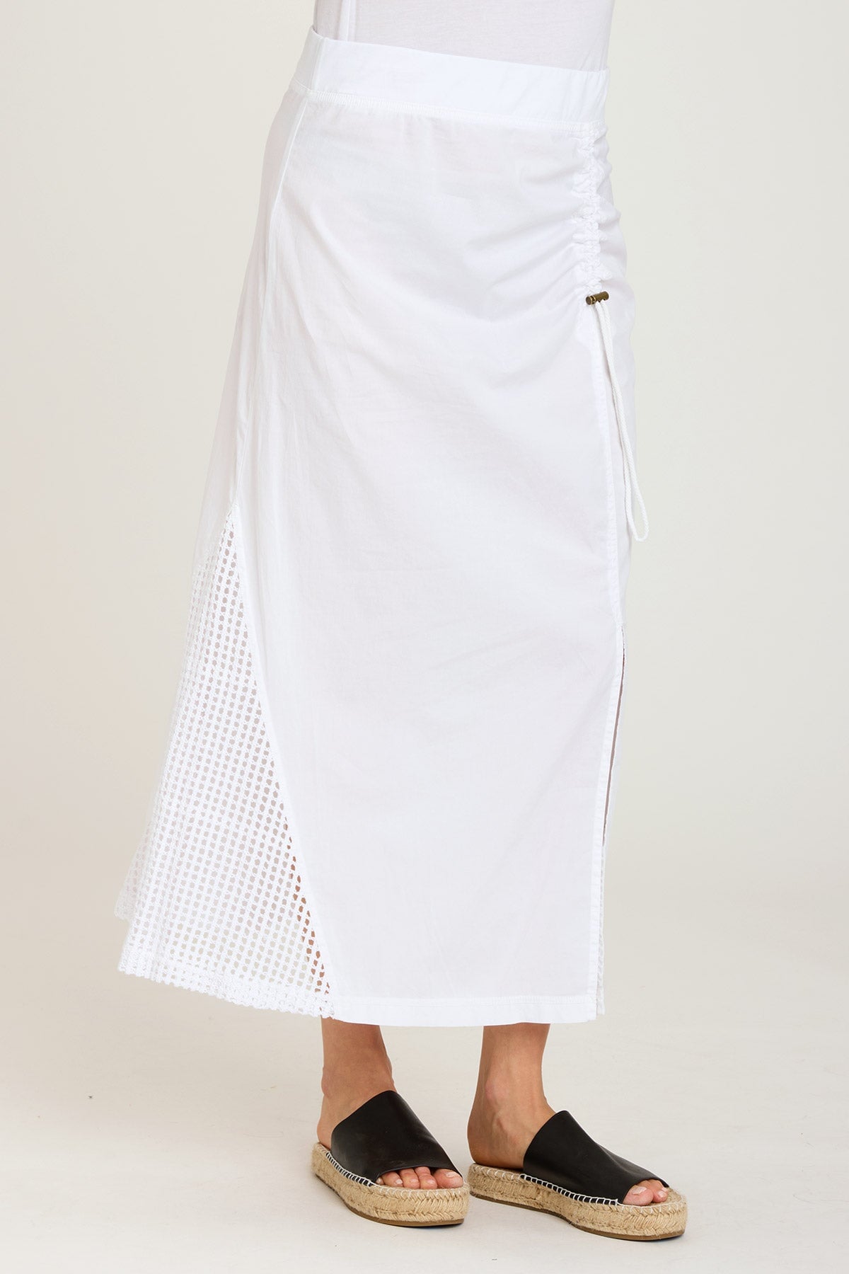 Rorelle Women's White Flowy Midi Skirt - Elegant A-Line Design for Casual Wear, Office & Summer Outfits