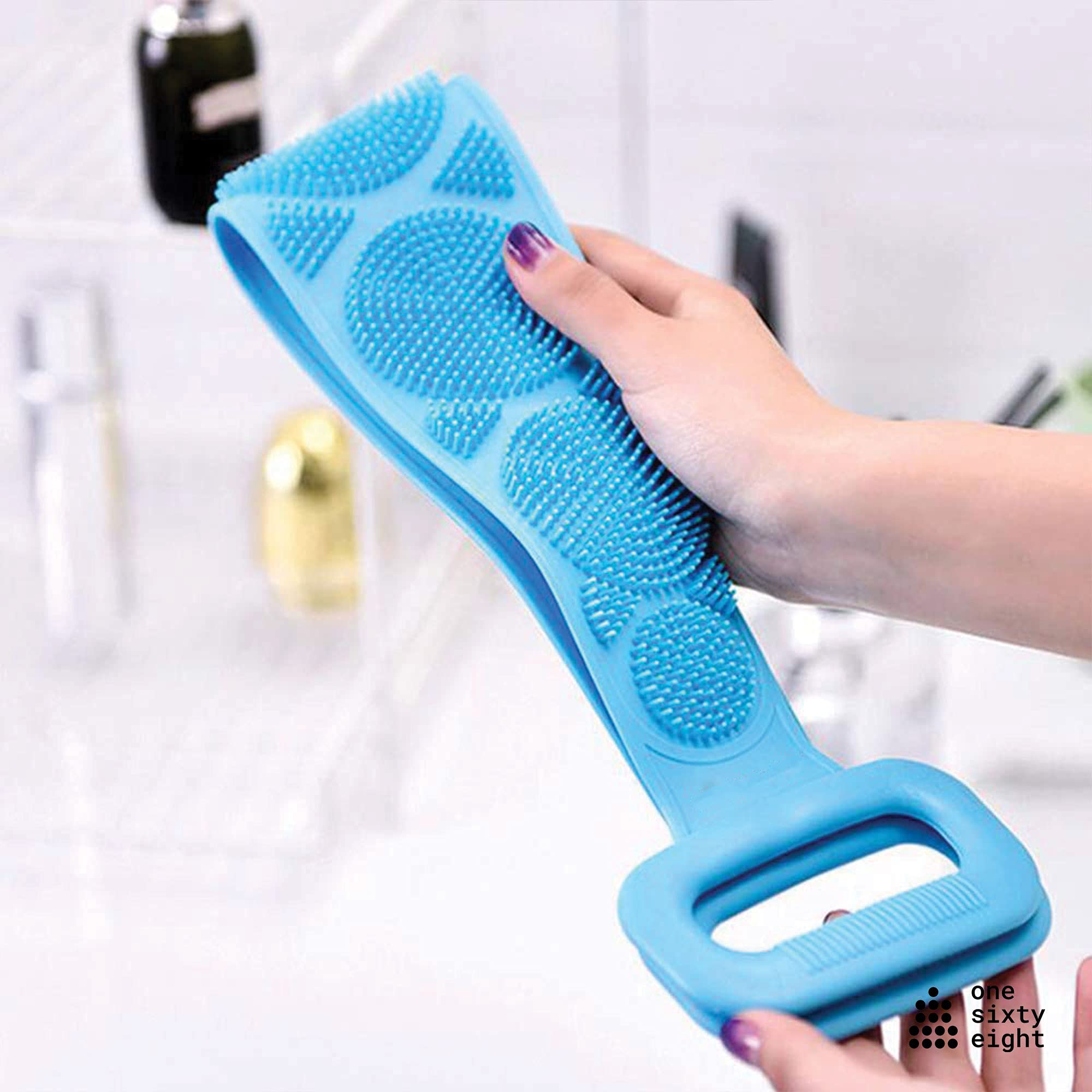 Silicone Back Scrubber for Shower & Bath - Exfoliating Massage Belt for Dead Skin Removal & Deep Cleaning - Multi-Color (Perfect for Hard-to-Reach Areas & Spa-Like Experience at Home)