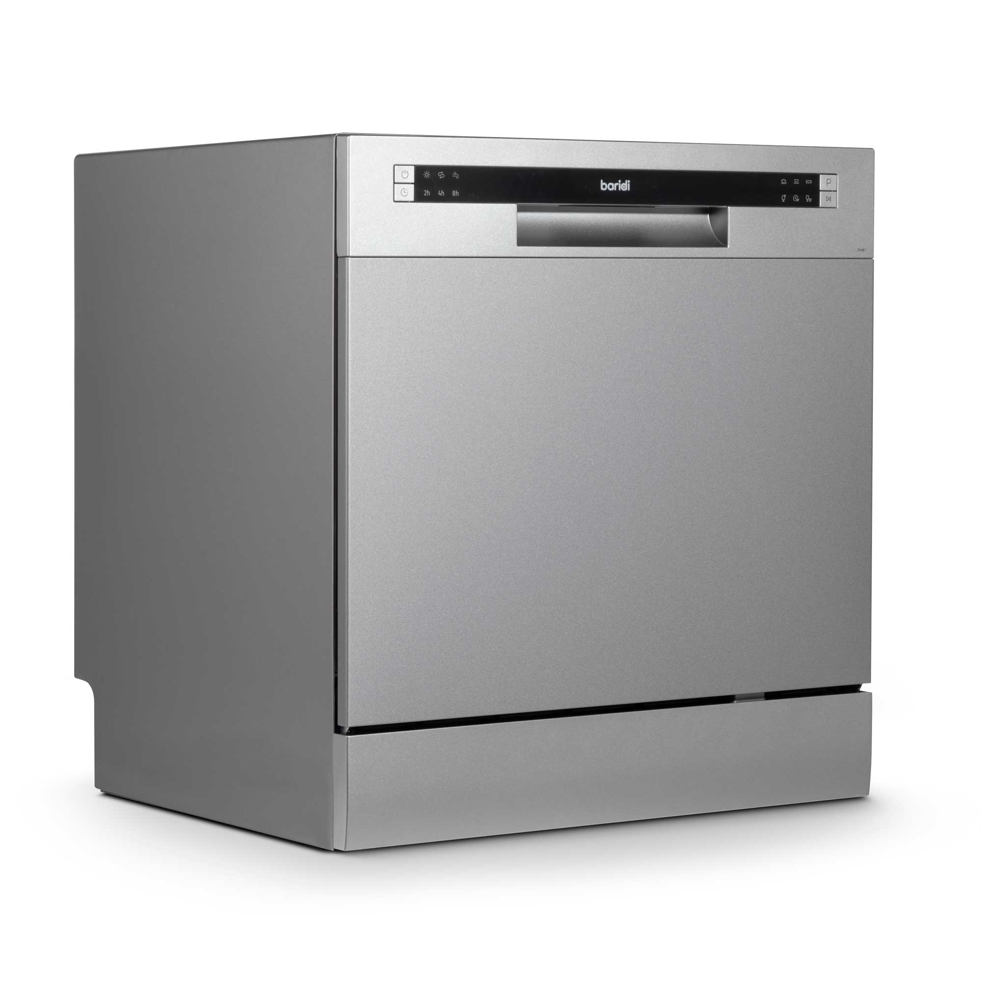 Baridi Compact Tabletop Dishwasher - 8 Place Settings, 6 Wash Programs, Ultra Quiet (42dB), 8L Capacity in Sleek Silver (Model DH87) | Perfect for Small Apartments, RVs, Dorms & Kitchenettes