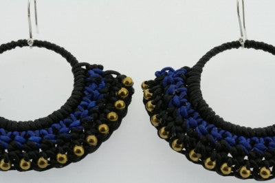 Stylish Brass Beaded Hoop Earrings in Blue - Perfect for Casual Wear, Parties & Everyday Fashion