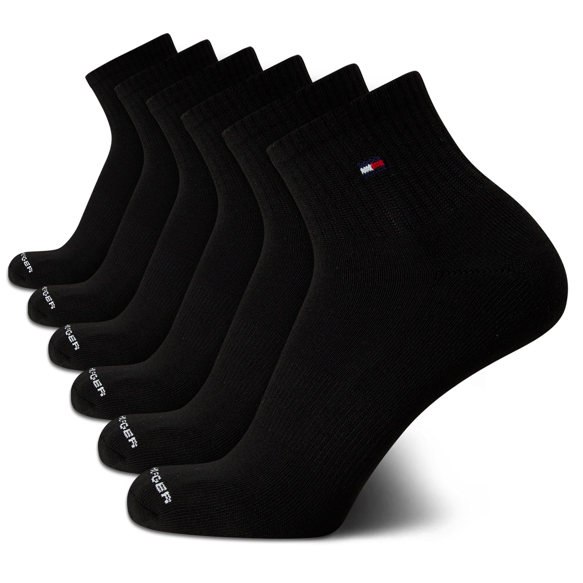 Tommy Hilfiger Men's Athletic Socks - 6 Pack Performance Cushioned Quarter Cut Ankle Socks for Running, Gym & Sports | Breathable & Moisture-Wicking Workout Socks