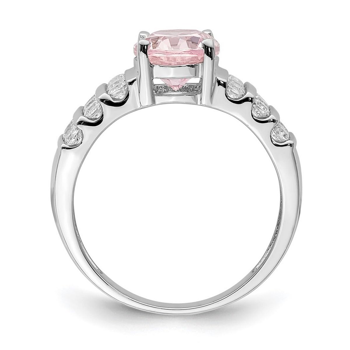 925 Sterling Silver Rhodium Plated Oval Pink & White Cubic Zirconia Ring - Elegant CZ Simulated Diamond Jewelry for Women | Perfect for Engagement, Anniversary & Special Occasion Gifts