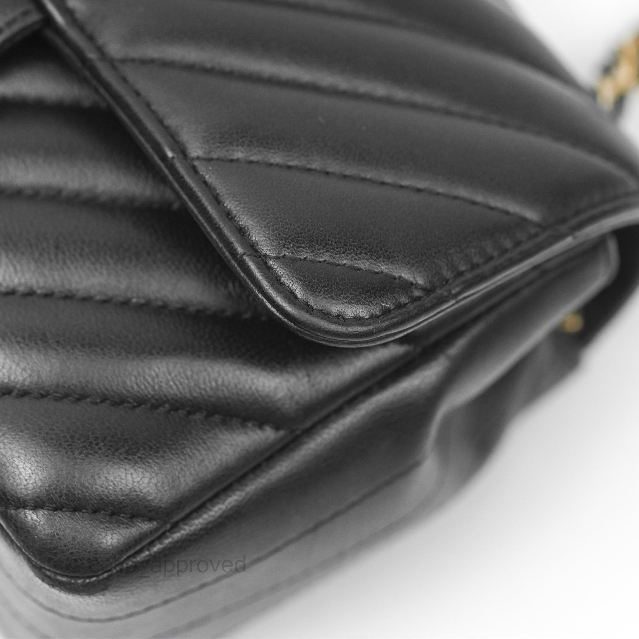 Chanel Chevron Mini Rectangular Bag - Black Lambskin Leather with Aged Gold Hardware | Luxury Crossbody Purse for Women, Perfect for Evening Events & Date Nights