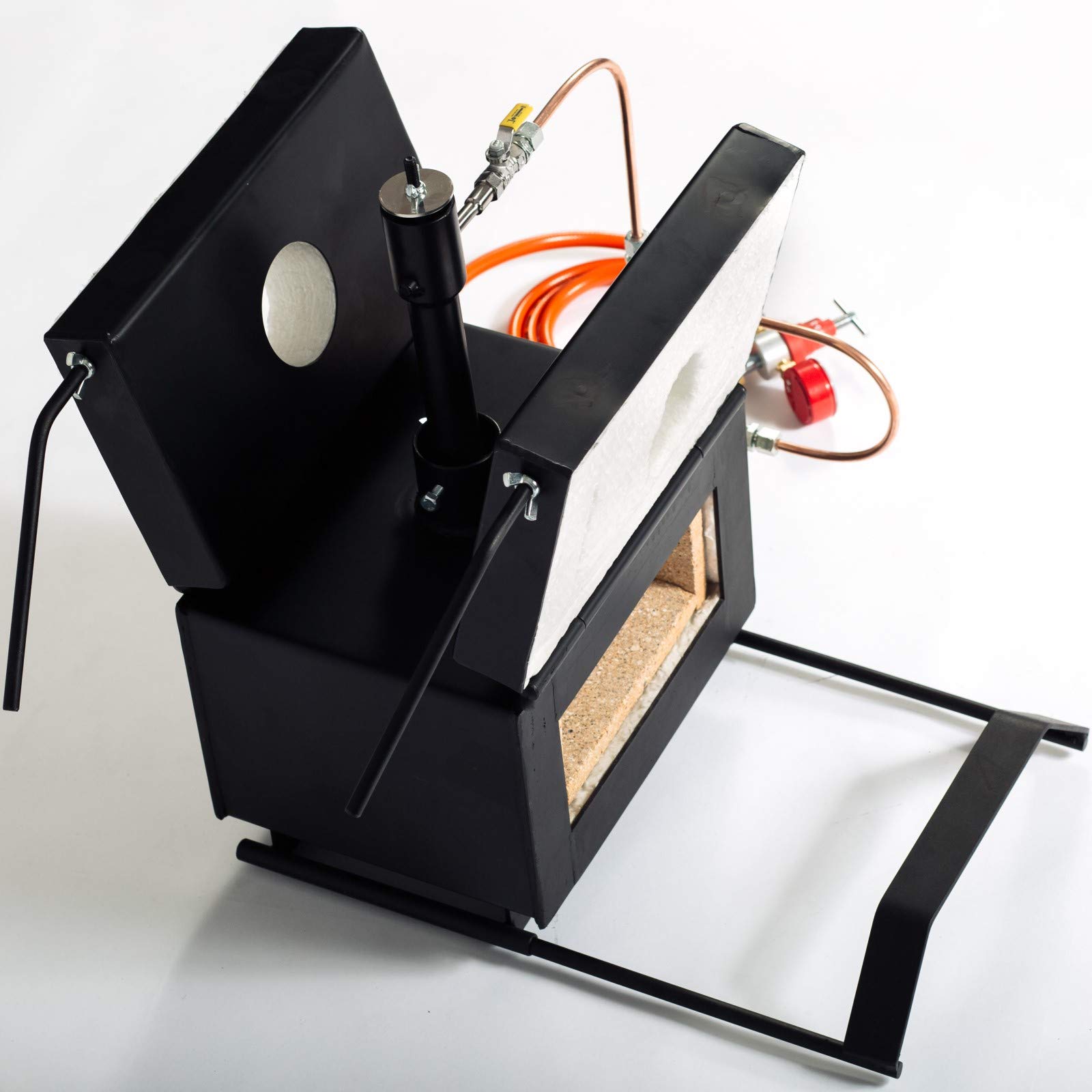 Premium DEVIL-FORGE DFPROFK1 Propane Gas Forge - 180,000 BTU 1-Burner Blacksmithing Kit with Gas Ball Valve, 2 Doors & Tool Rest | Energy Efficient Gas Saving System | Double Insulation Reaches 2500°F (1370°C) | Perfect for Knife Making, Farrier Work & Metal Crafting | Workshop & DIY Metalworking Projects