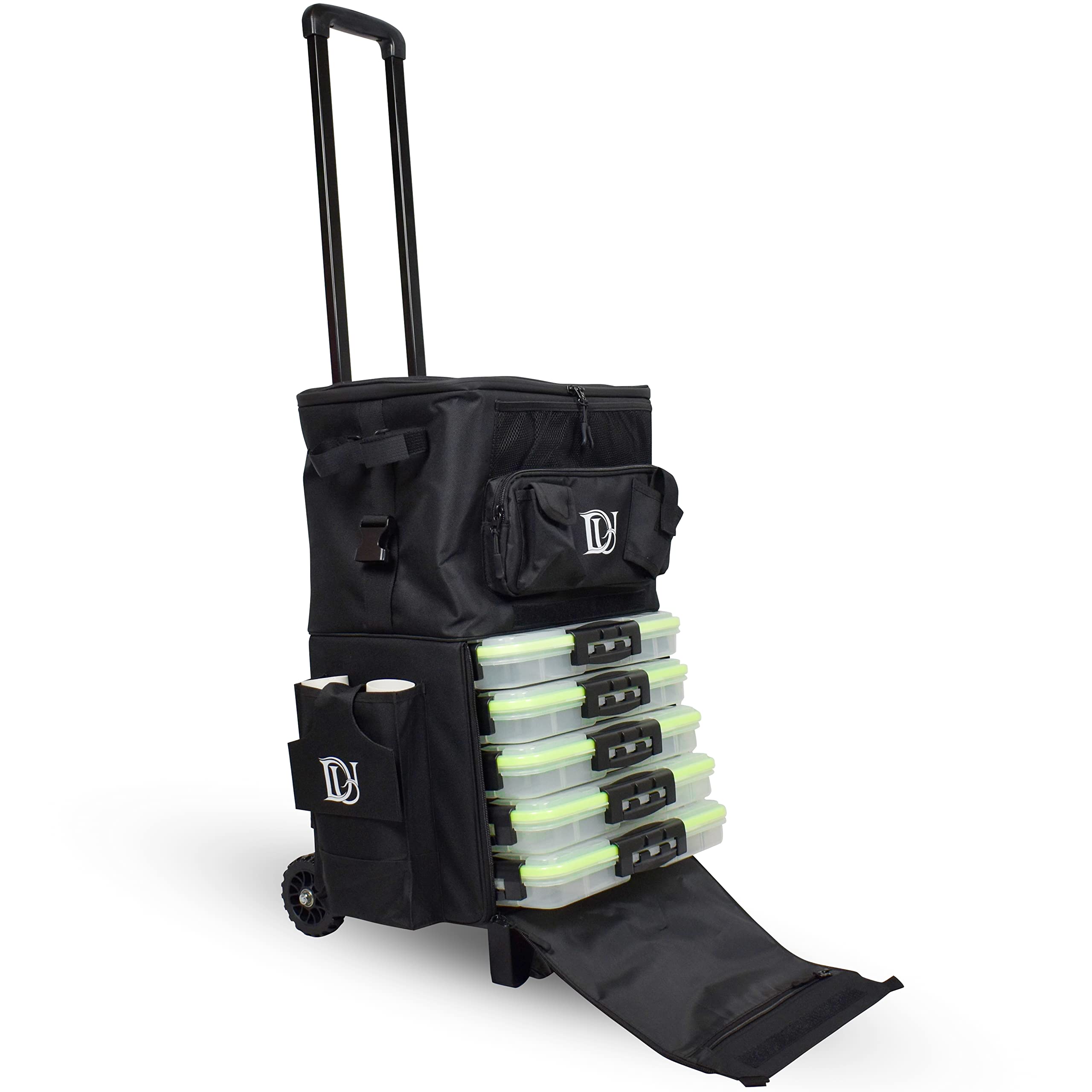 DAWN UPON Large Rolling Fishing Backpack - 24” x 14” x 10” Waterproof Tackle Storage with Rod Holders & Wheels - Adjustable Straps for Comfort - Ideal for Freshwater & Saltwater Fishing, Hiking Trips & Outdoor Camping Gear