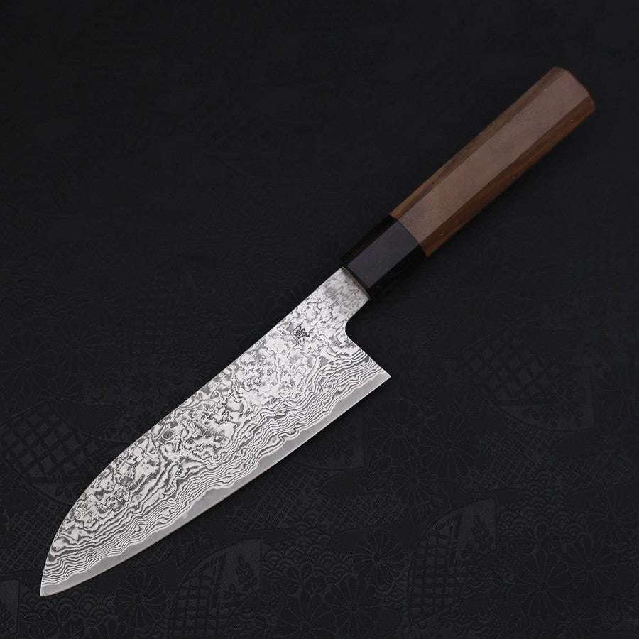 Premium Santoku SG2 Damascus Steel Knife 165mm with Walnut Handle - Perfect for Slicing, Dicing, and Chopping Vegetables, Meat, and Fish in Professional Kitchens