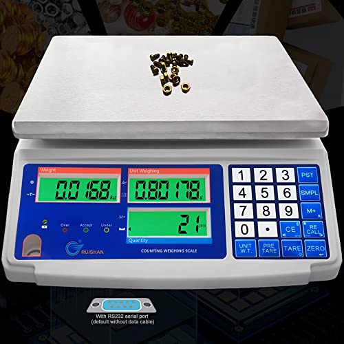 RUISHAN 15kg/33lb x 0.1g High Precision Digital Counting Scale - Industrial Lab Postal Scientific Gram Balance for Coins, Small Parts, Tickets, Jewelry & Inventory - Perfect for Retail, Warehouse, Pharmacy & Laboratory Use