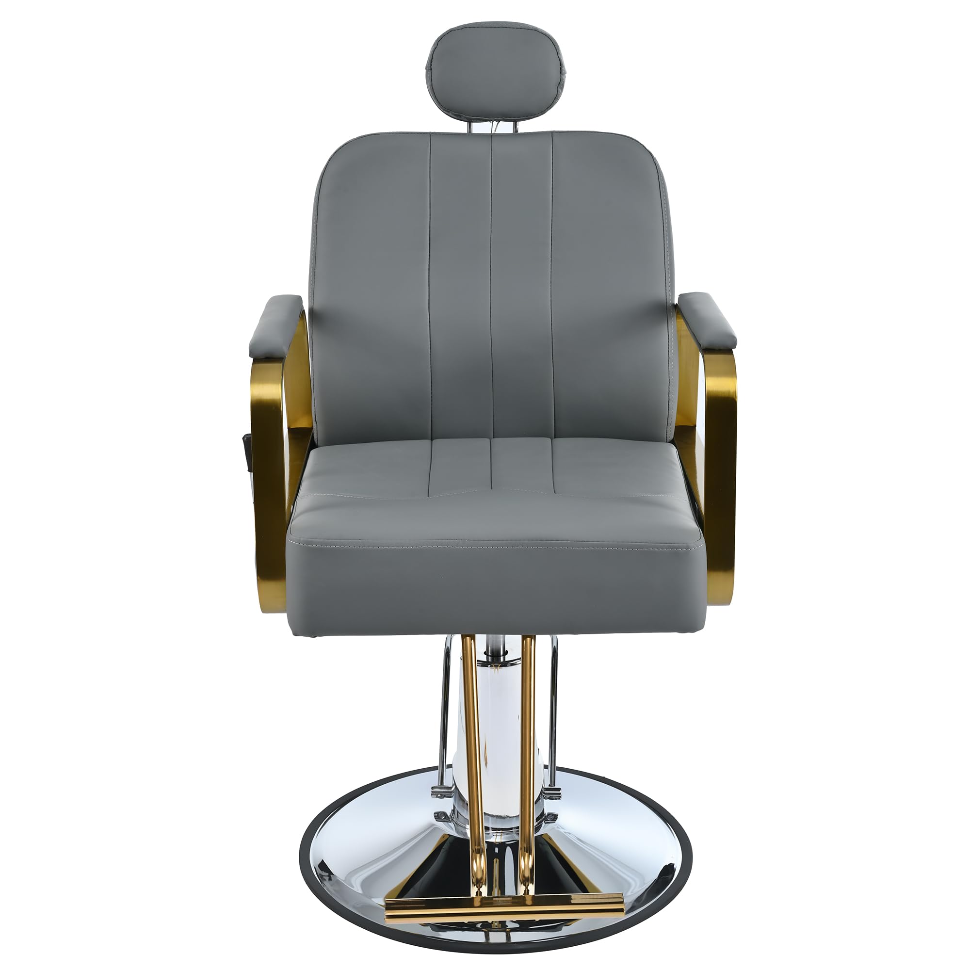 Premium Reclining Barber Chair - 360° Swivel Salon Chair with Heavy Duty Hydraulic Pump for Hair Stylists, Tattoo Artists & Beauty Salons | Max 400 Lbs Capacity | Gray | Ideal for Haircuts, Shampooing, Tattooing & Spa Treatments