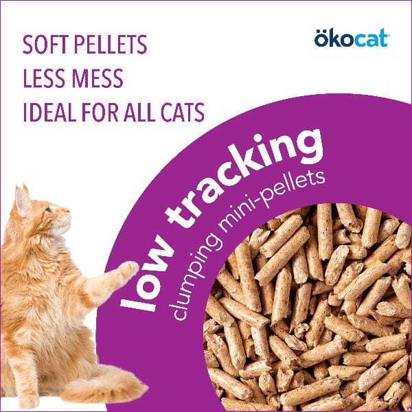 ökocat Original Less Mess Wood Cat Litter - 14lb Natural Pine Pellet Litter for Odor Control | Low Tracking & Dust-Free | Ideal for Multi-Cat Homes & Small Spaces