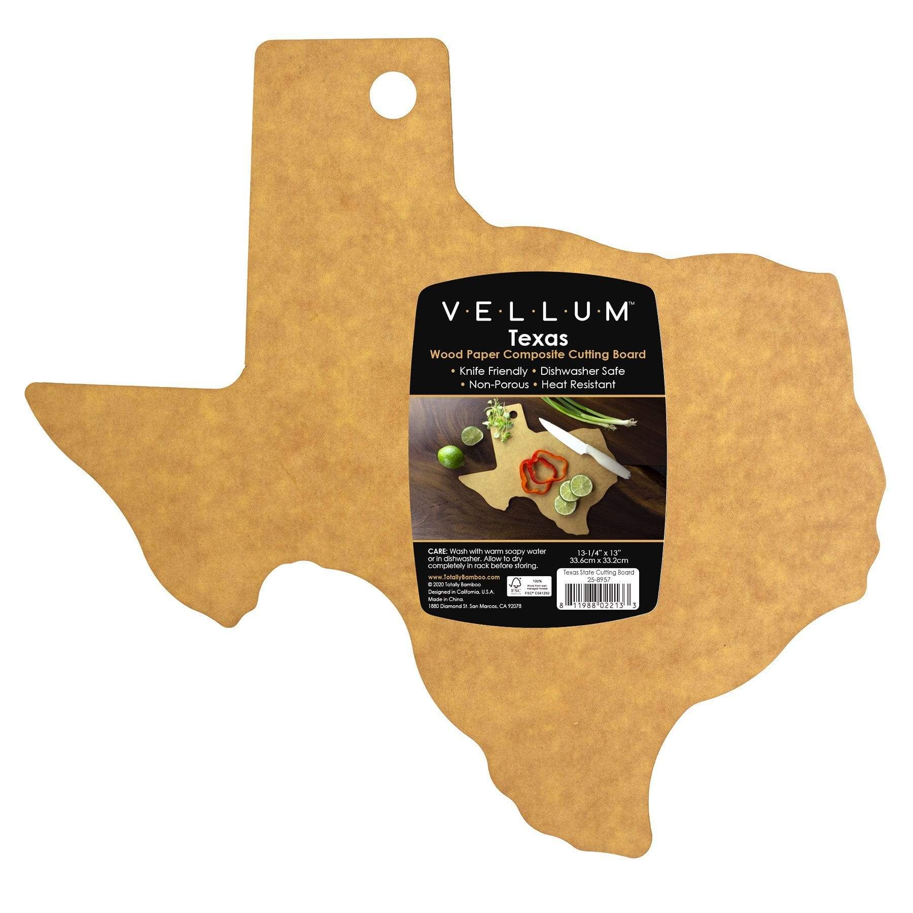 Texas Shaped Wood Paper Composite Serving and Cutting Board - 13 1/4 x 13 Inches | Dishwasher Safe & Durable | Perfect for Charcuterie, Cheese, and BBQ Serving | Unique Texas-Themed Kitchen Gift